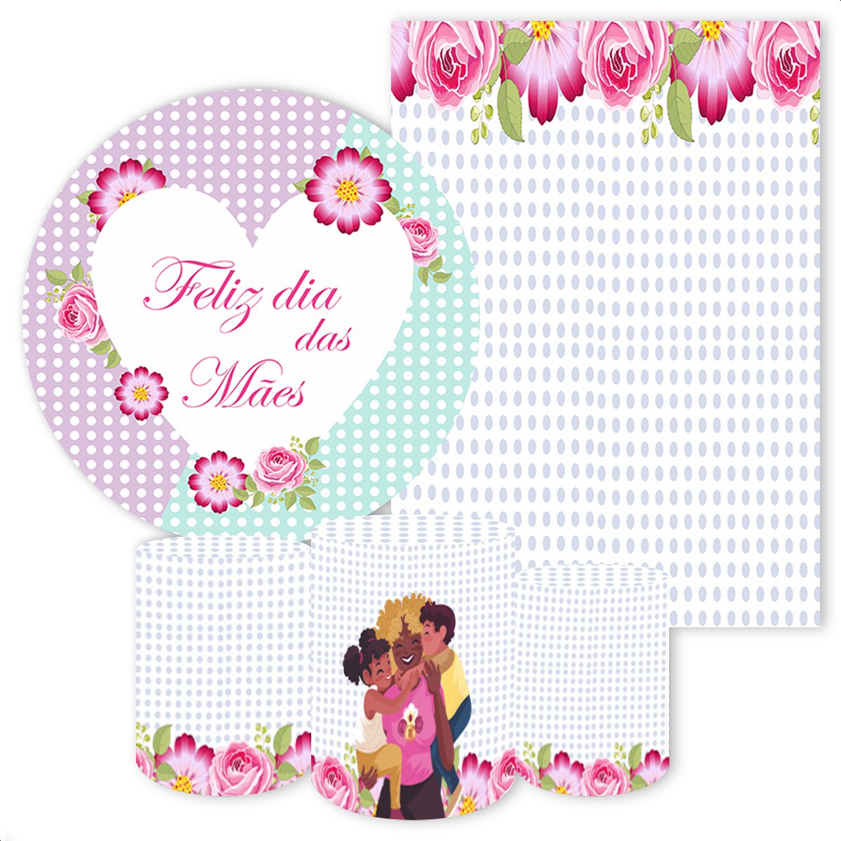 KIT 5 CAPAS DIA DAS MÃES - 394 - KIT 5 CAPAS 394 - Painel Festivo