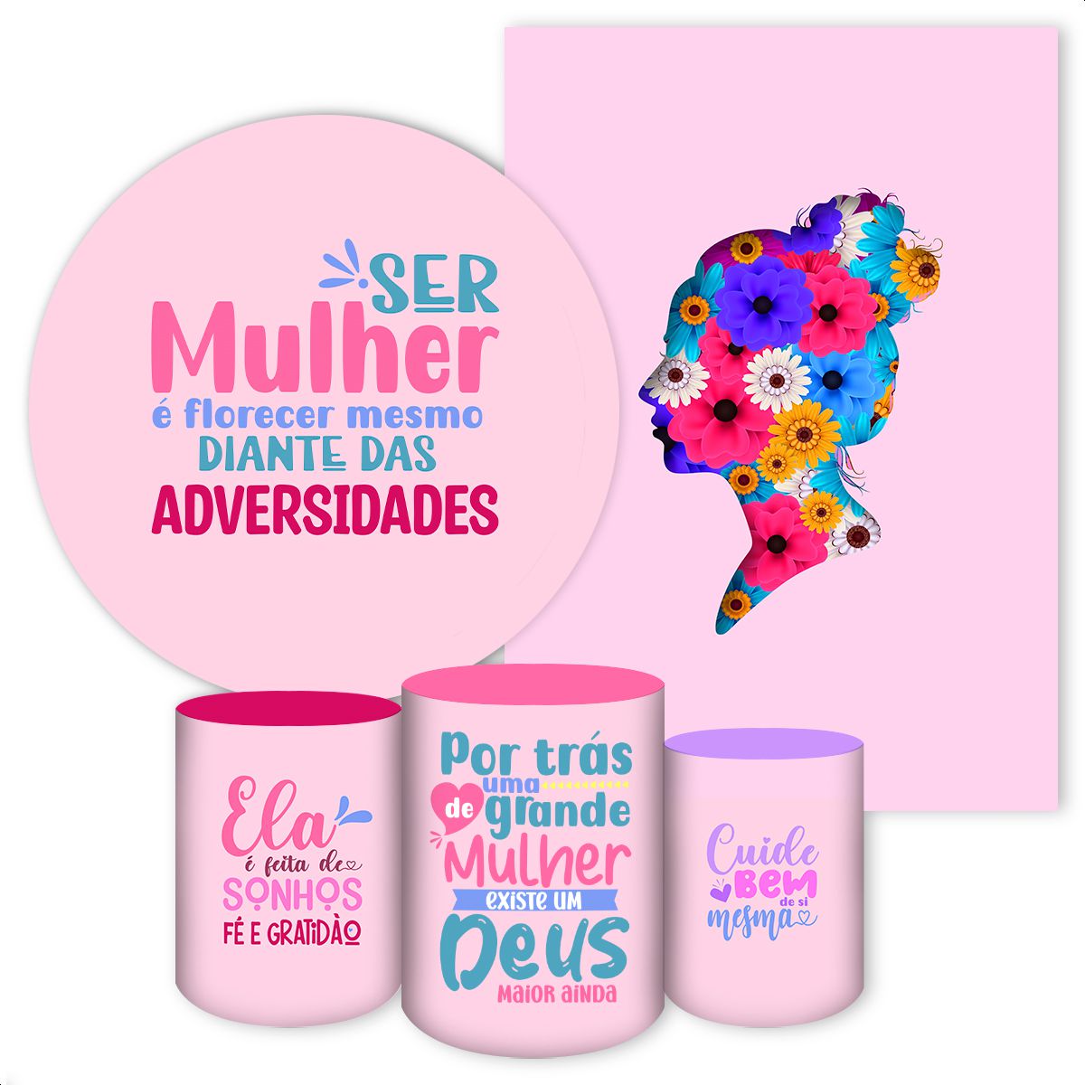 KIT 5 CAPAS DIA DAS MULHERES - 2171 - KIT 5 CAPAS 2171 - Painel Festivo