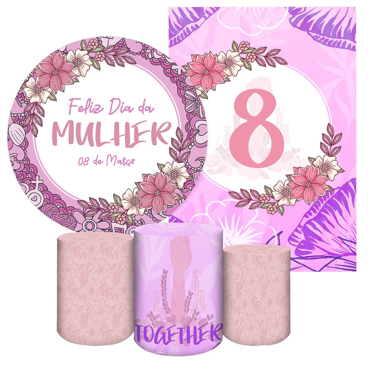 KIT 5 CAPAS DIA DAS MULHERES - 2734 - KIT 5 CAPAS 2734 - Painel Festivo