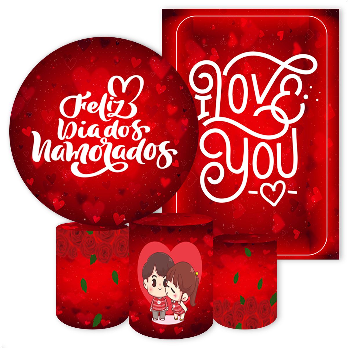 KIT 5 CAPAS DIA DOS NAMORADOS - 410 - KIT 5 CAPAS 410 - Painel Festivo