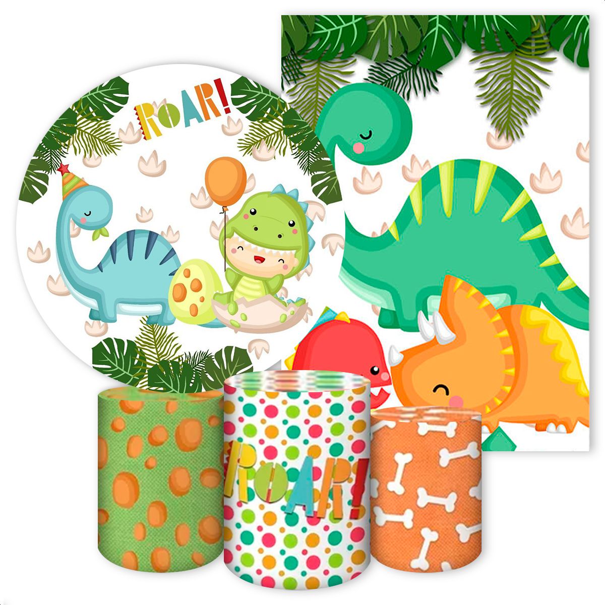 KIT 5 CAPAS DINO BABY - 67 - KIT 5 CAPAS 67 - Painel Festivo
