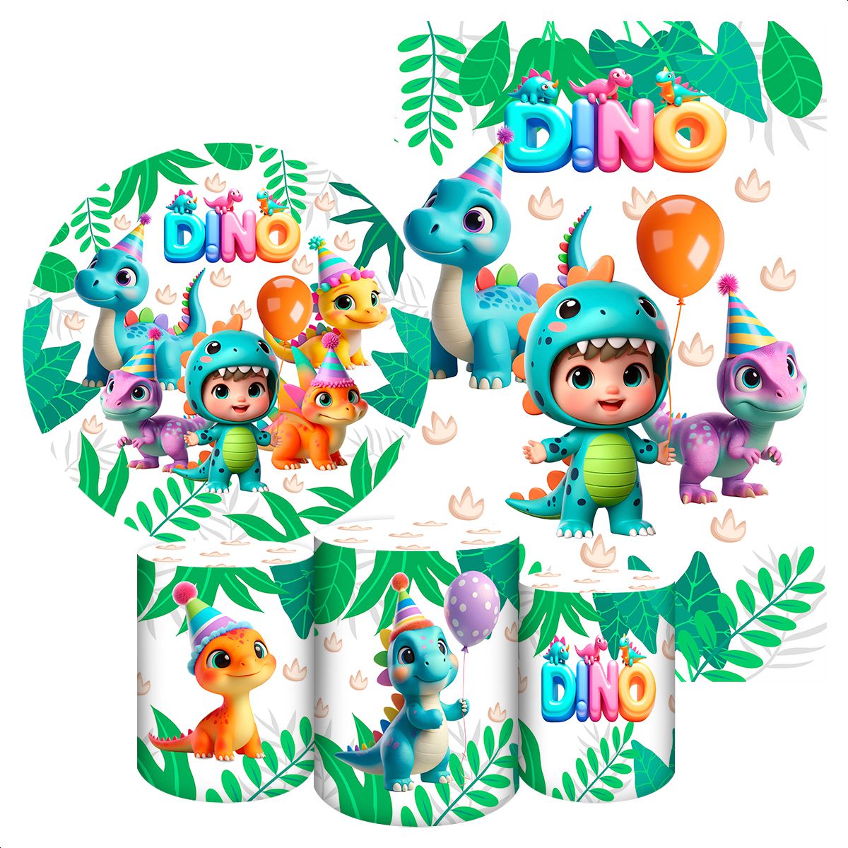 KIT 5 CAPAS DINO BABY - 2226 - KIT 5 CAPAS 2226 - Painel Festivo