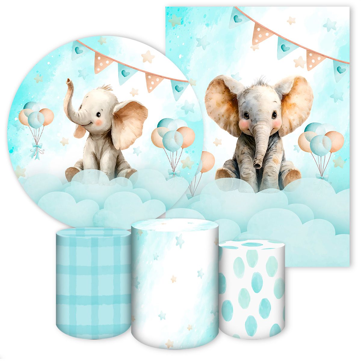 KIT 5 CAPAS ELEFANTINHO - 7116 - KIT 5 CAPAS 7116 - Painel Festivo