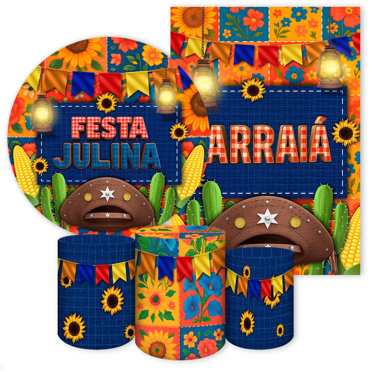 KIT 5 CAPAS FESTA JULINA - 7080 - KIT 5 CAPAS 7080 - Painel Festivo