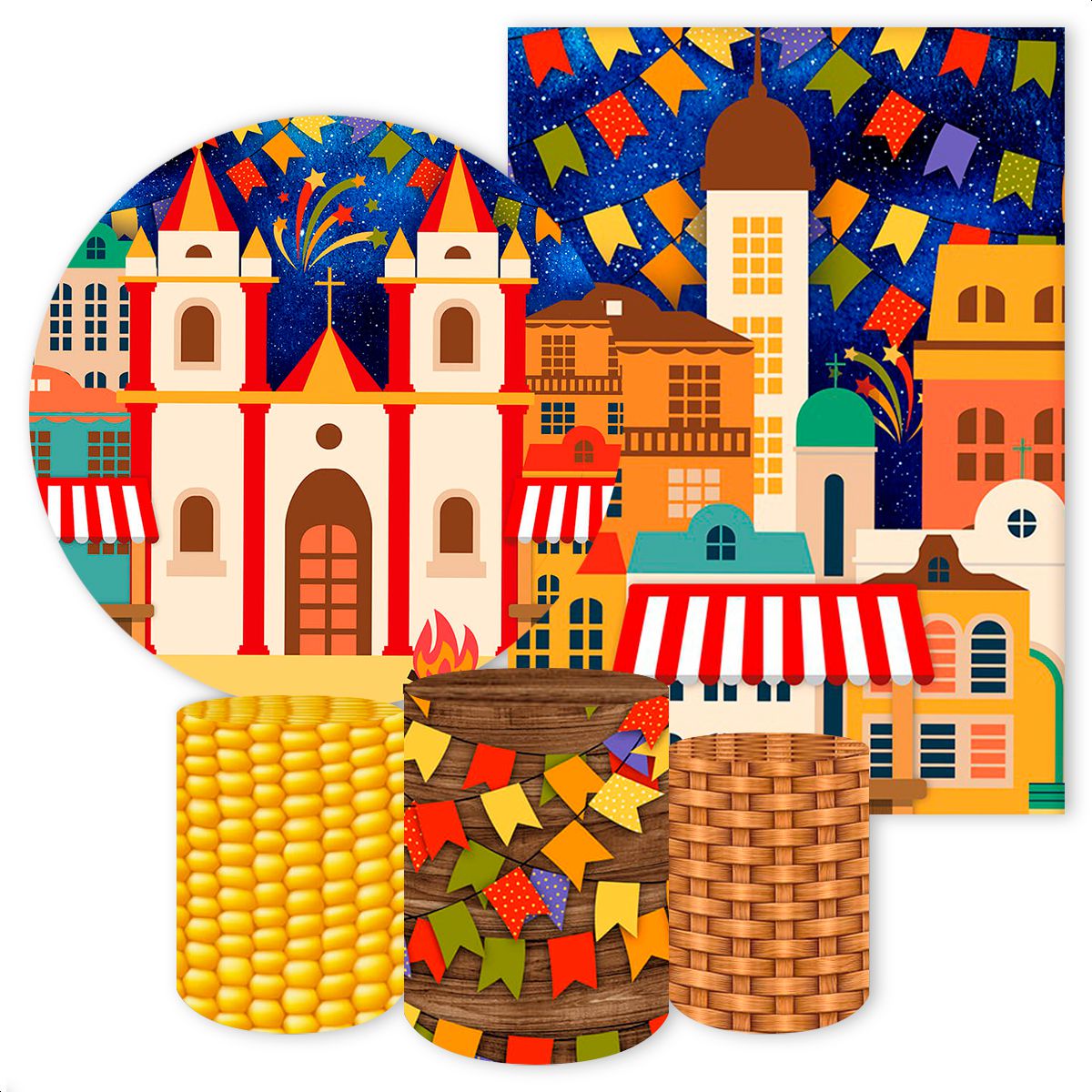 KIT 5 CAPAS FESTA JUNINA - 84 - KIT 5 CAPAS 84 - Painel Festivo