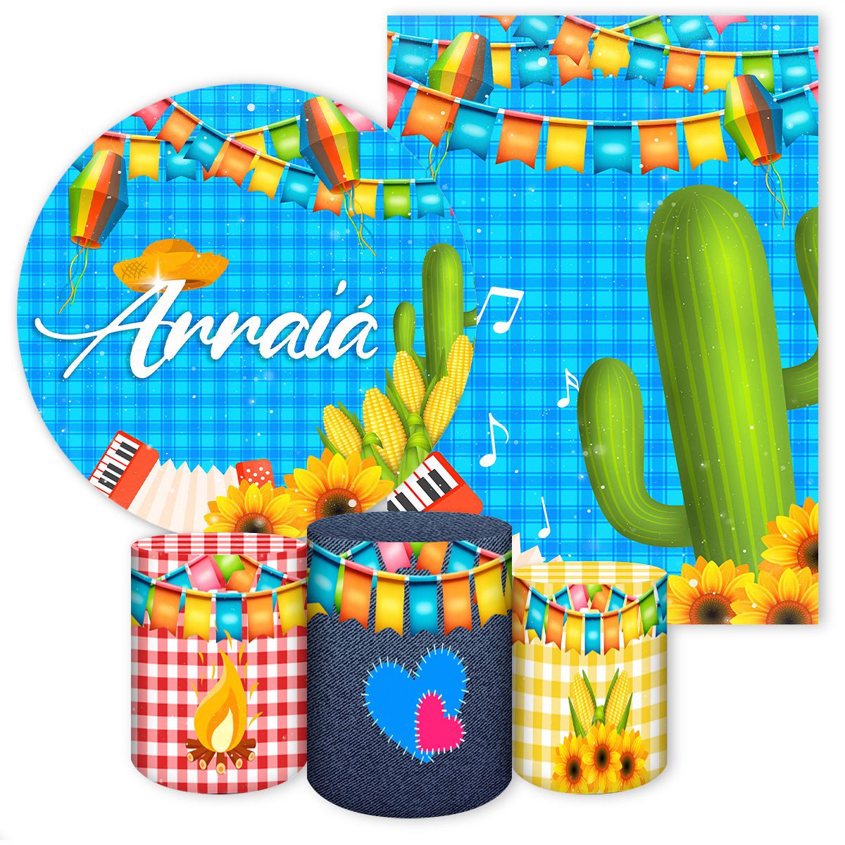 KIT 5 CAPAS FESTA JUNINA - 4671 - KIT 5 CAPAS 4671 - Painel Festivo