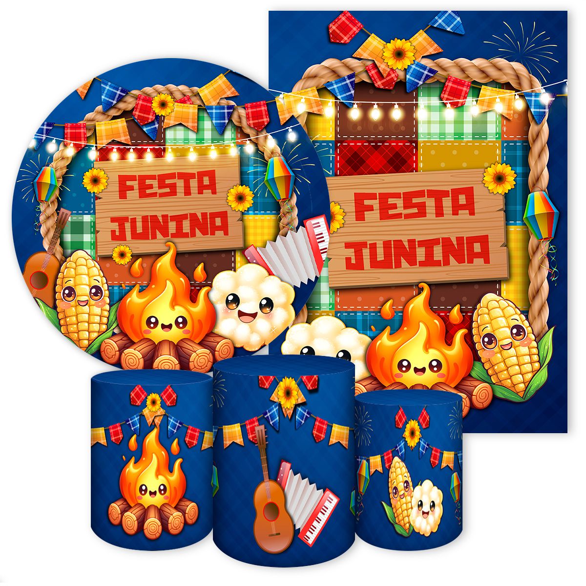 KIT 5 CAPAS FESTA JUNINA - 7048 - KIT 5 CAPAS 7048 - Painel Festivo