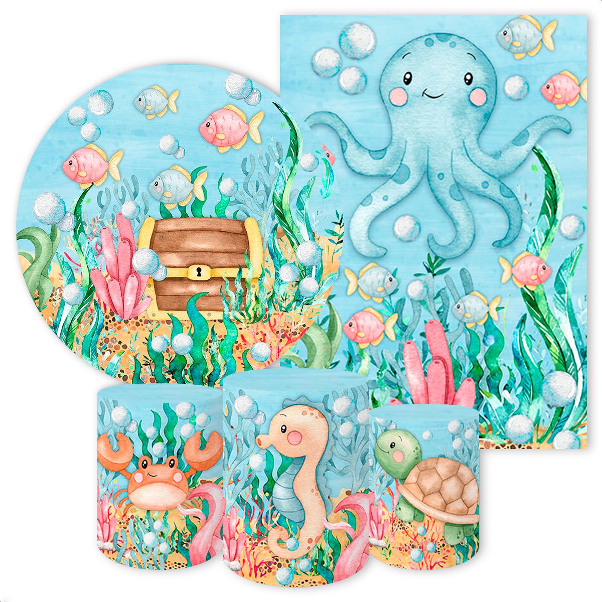 KIT 5 CAPAS FUNDO DO MAR - 96 - KIT 5 CAPAS 96 - Painel Festivo