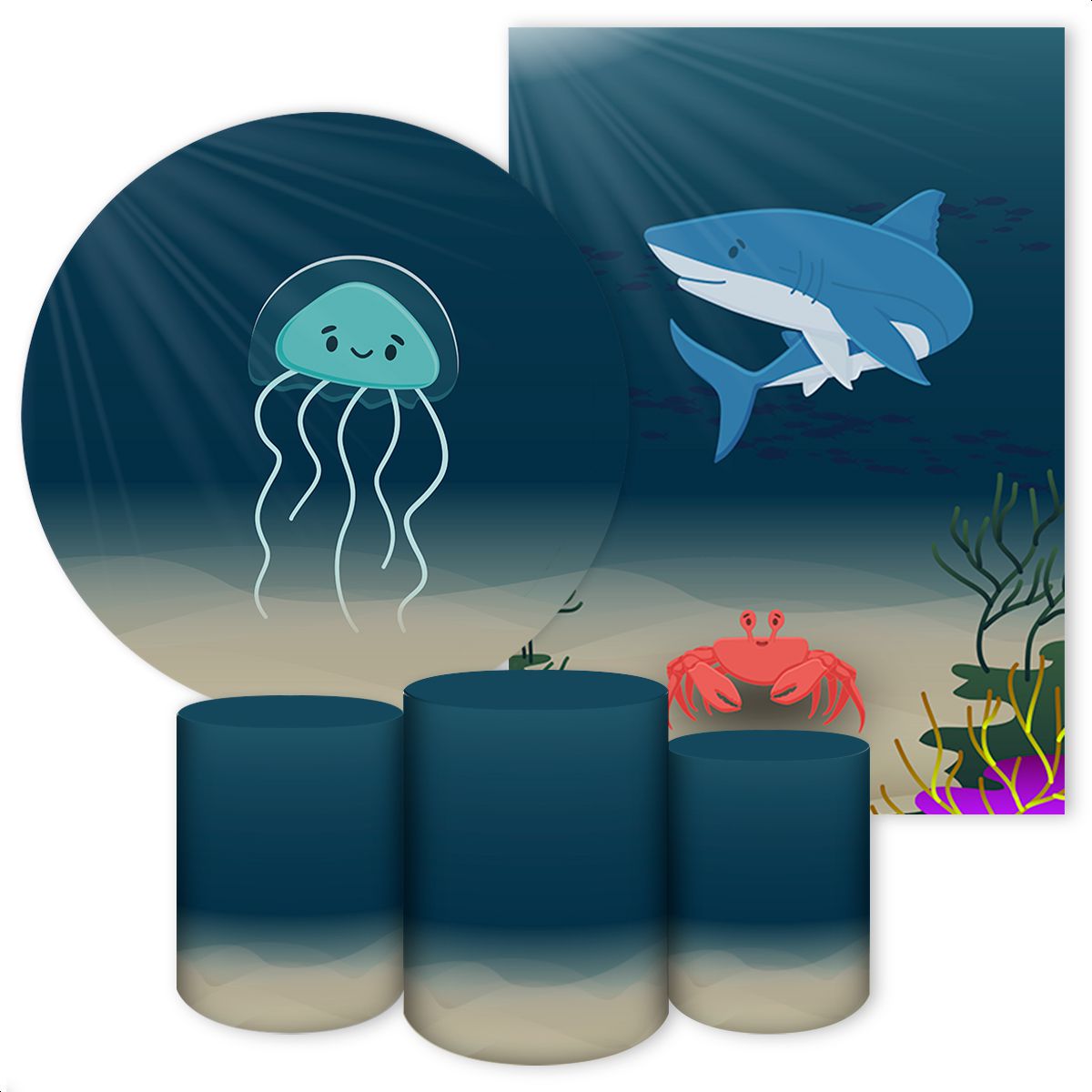 KIT 5 CAPAS FUNDO DO MAR - 3133 - KIT 5 CAPAS 3133 - Painel Festivo