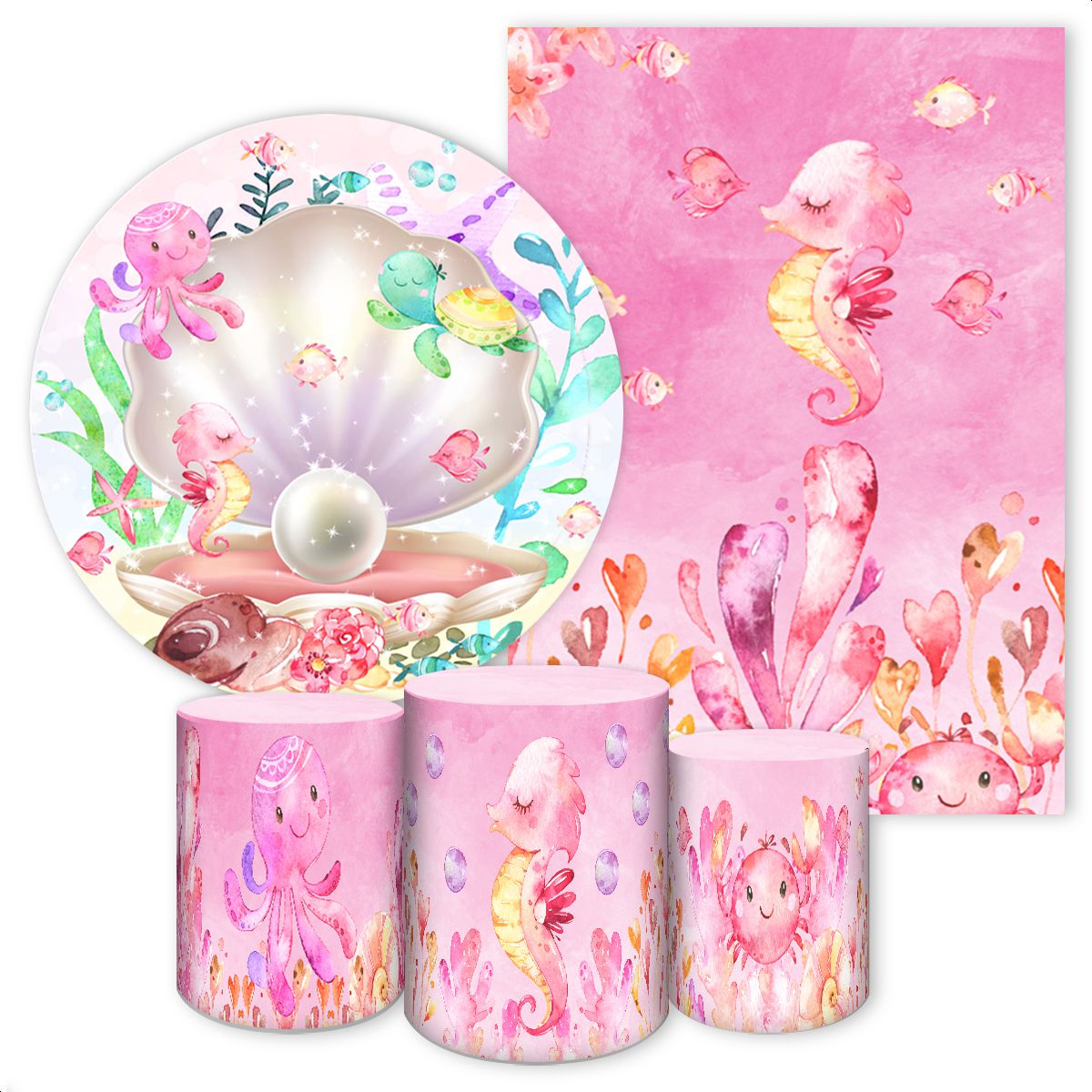 KIT 5 CAPAS FUNDO DO MAR - 4029 - KIT 5 CAPAS 4029 - Painel Festivo