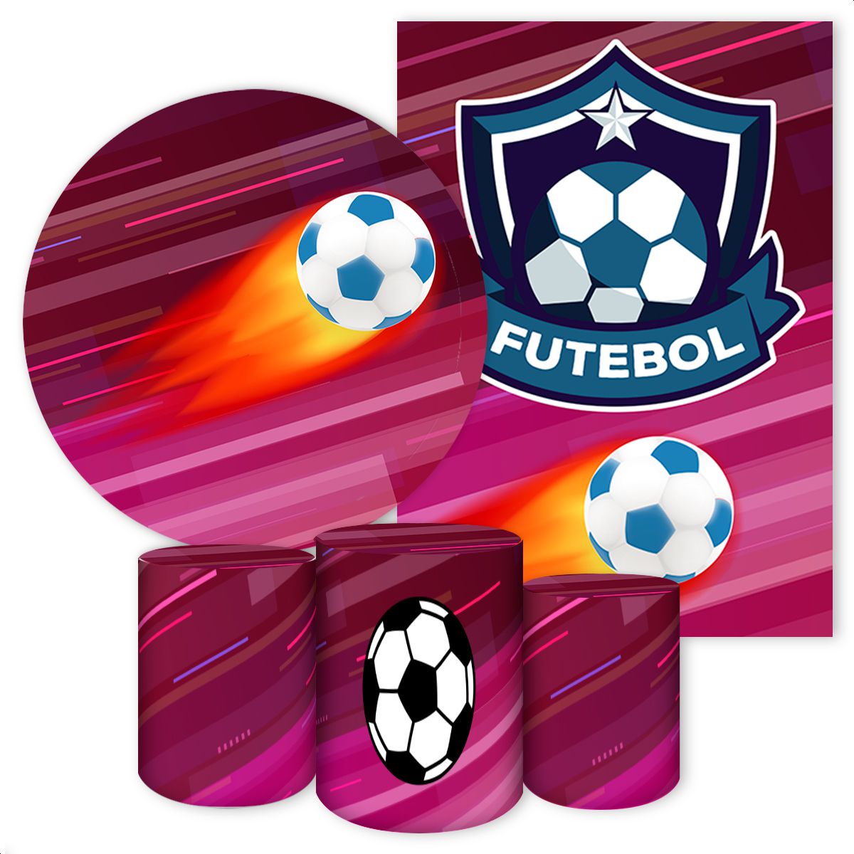 KIT 5 CAPAS FUTEBOL - 3156 - KIT 5 CAPAS 3156 - Painel Festivo