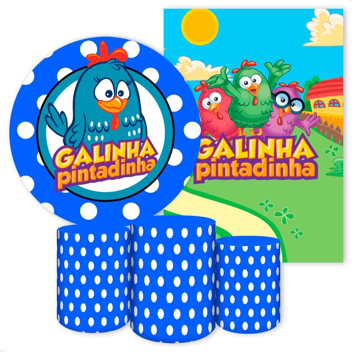KIT 5 CAPAS GALINHA PINTADINHA - 2549 - KIT 5 CAPAS 2549 - Painel Festivo