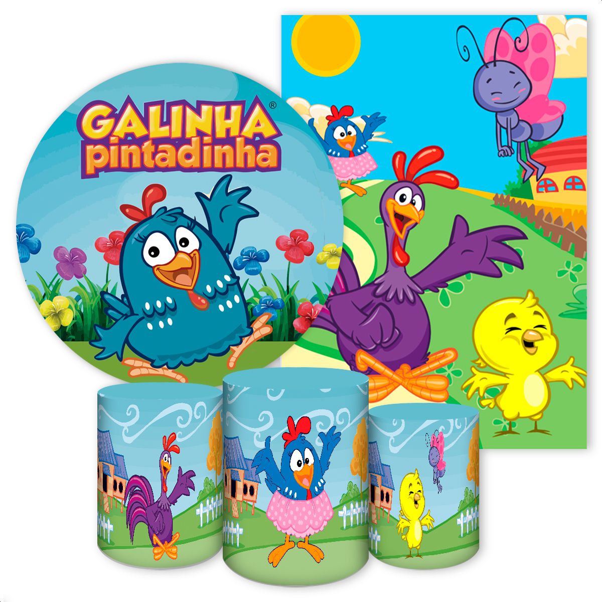 KIT 5 CAPAS GALINHA PINTADINHA - 2552 - KIT 5 CAPAS 2552 - Painel Festivo