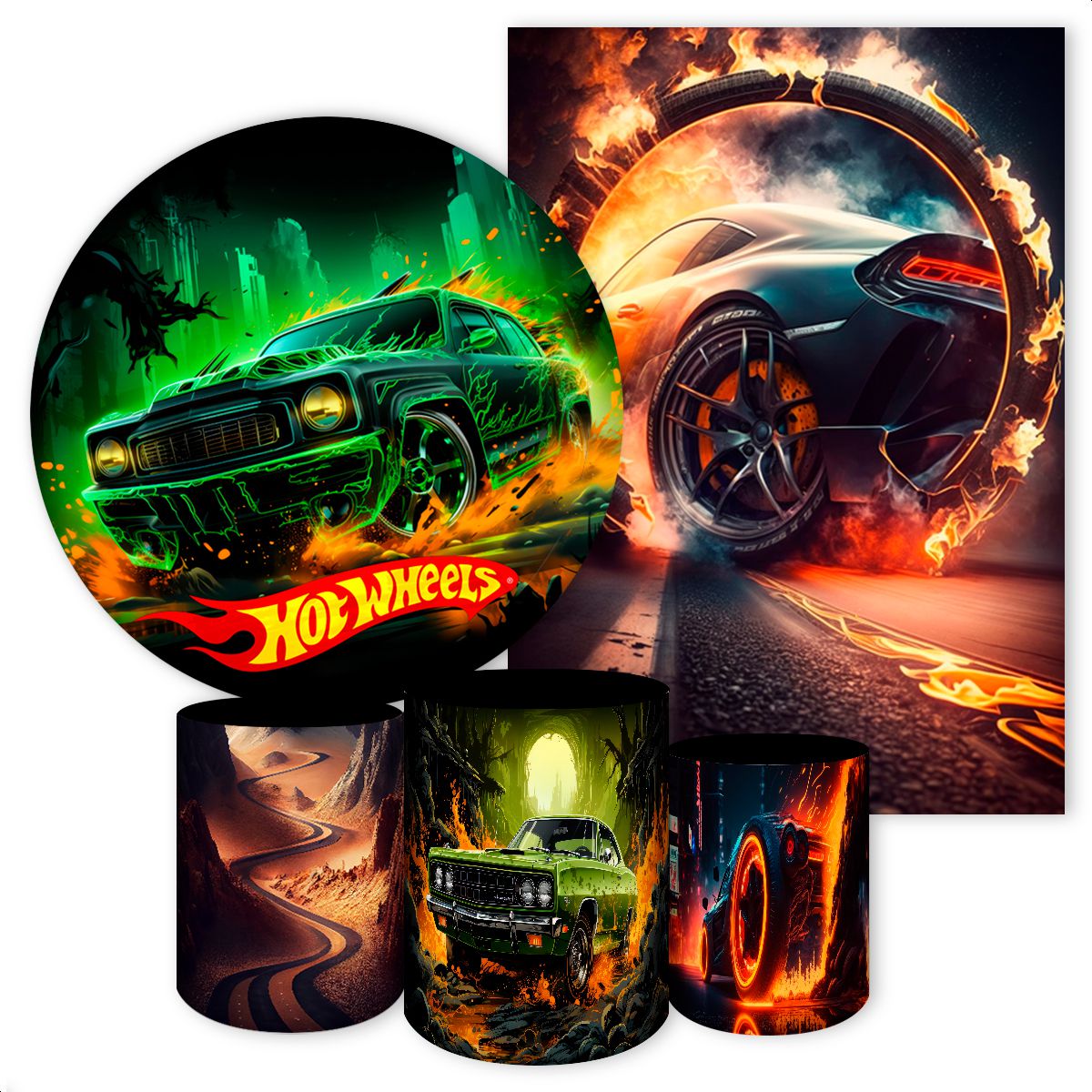 KIT 5 CAPAS HOTWHEELS - 2565 - KIT 5 CAPAS 2565 - Painel Festivo