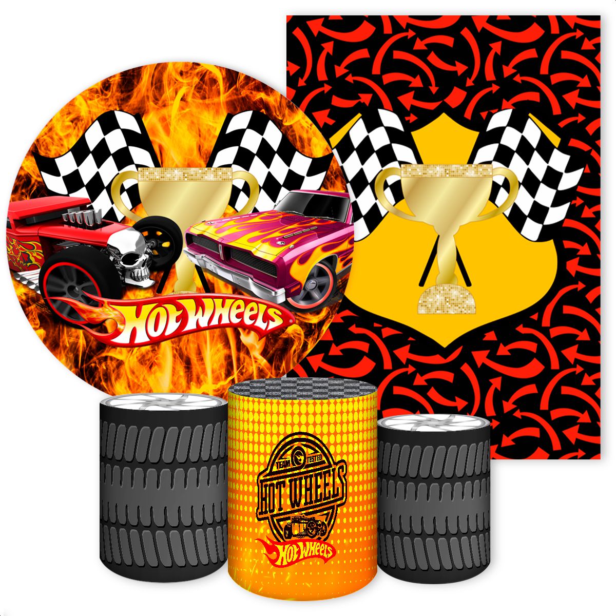 KIT 5 CAPAS HOTWHEELS - 2569 - KIT 5 CAPAS 2569 - Painel Festivo