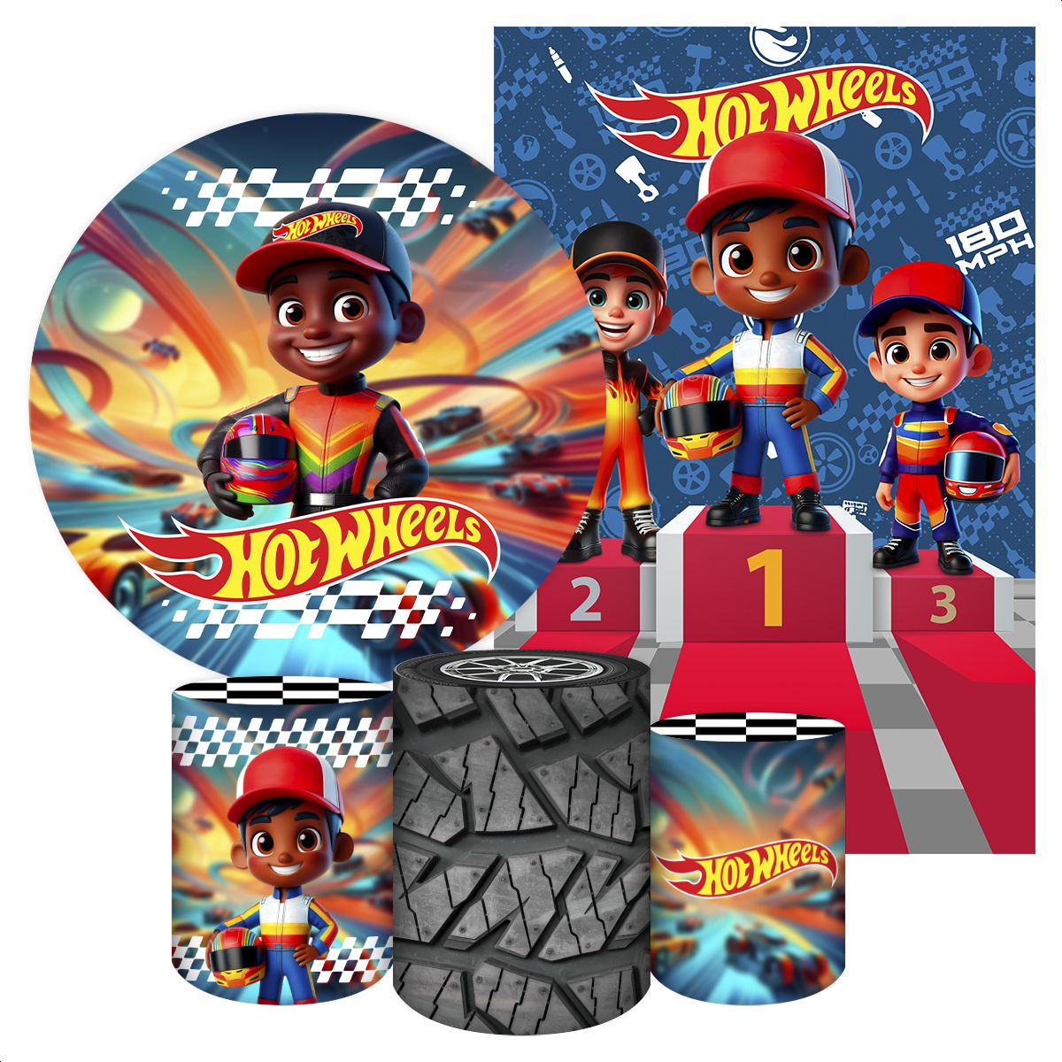 KIT 5 CAPAS HOTWHEELS - 5092 - KIT 5 CAPAS 5092 - Painel Festivo