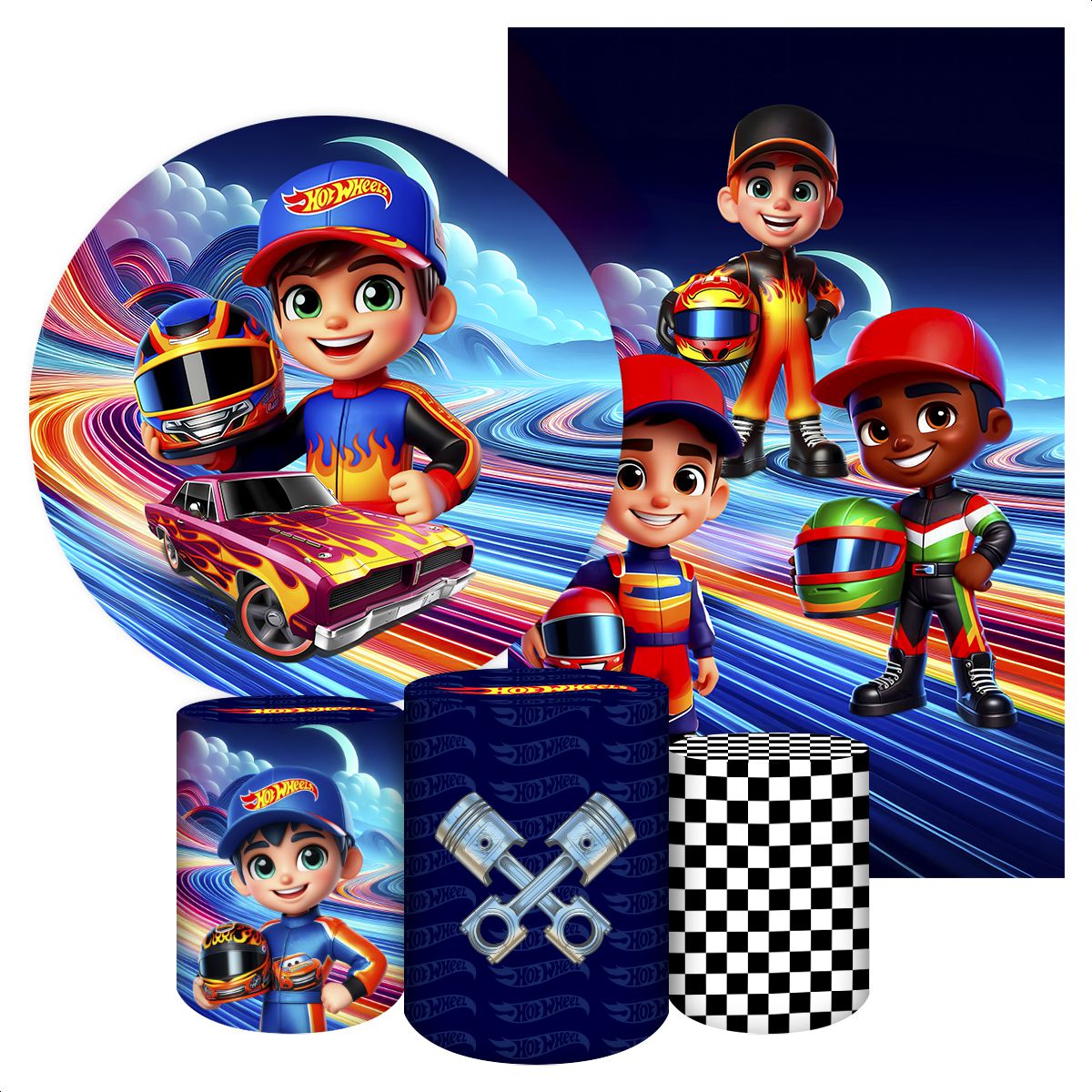 KIT 5 CAPAS HOTWHEELS - 5093 - KIT 5 CAPAS 5093 - Painel Festivo