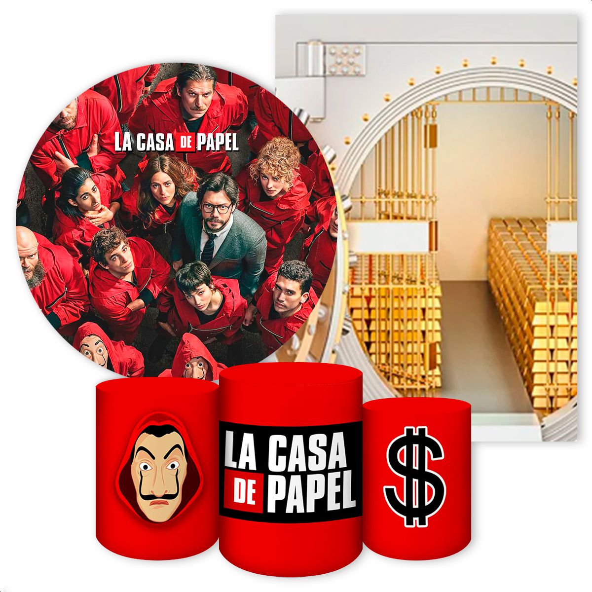 KIT 5 CAPAS LA CASA DE PAPEL - 278 - KIT 5 CAPAS 278 - Painel Festivo