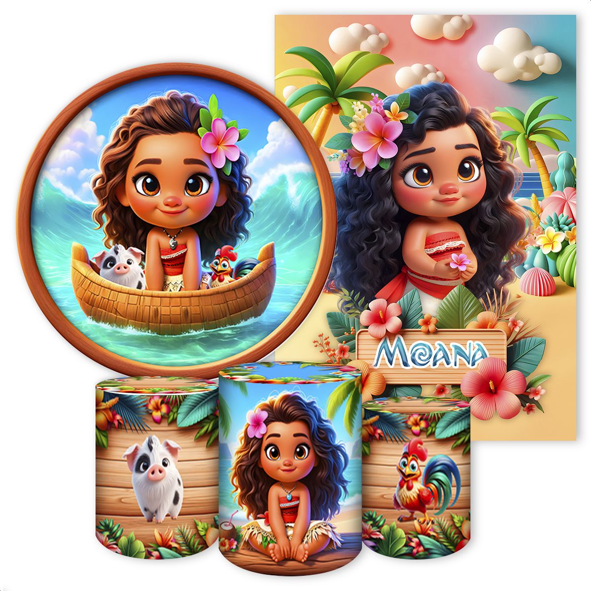 KIT 5 CAPAS MOANA - 4055 - KIT 5 CAPAS 4055 - Painel Festivo