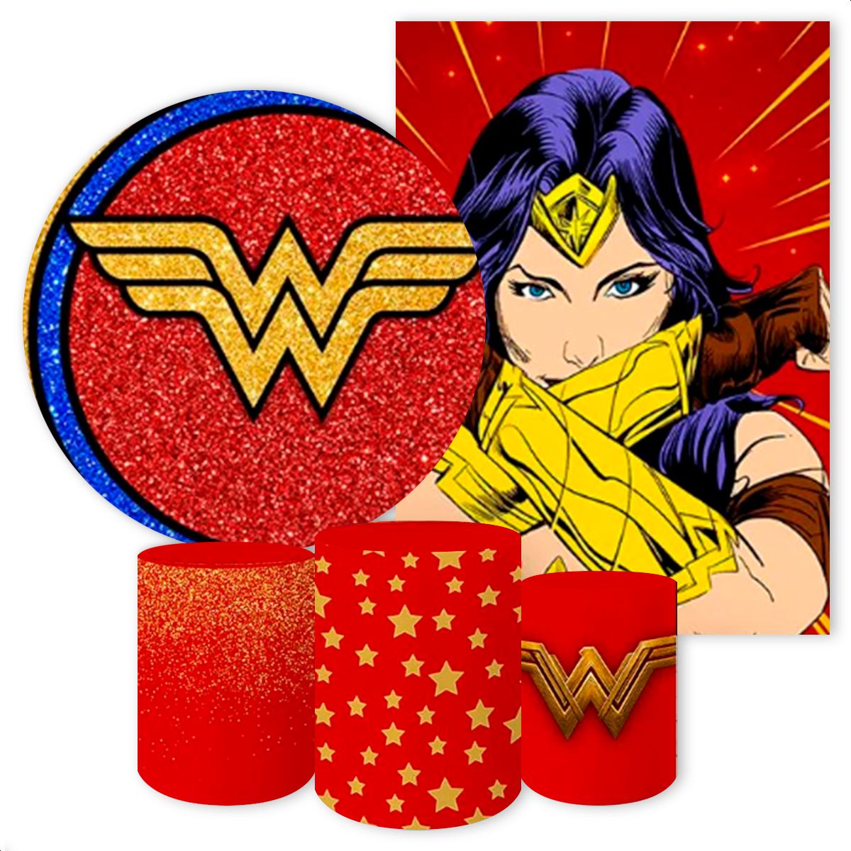 KIT 5 CAPAS MULHER MARAVILHA - 216 - KIT 5 CAPAS 216 - Painel Festivo