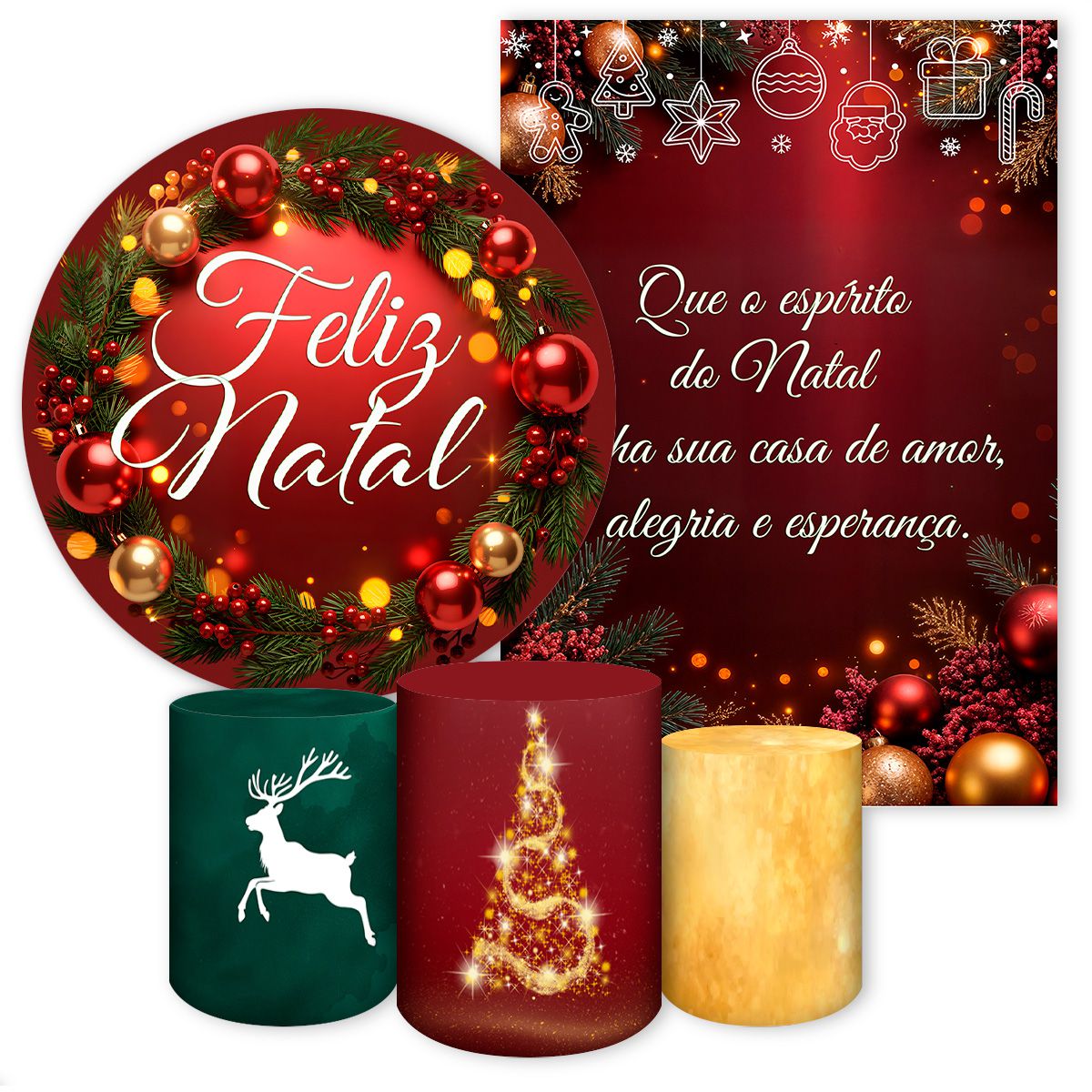 KIT 5 CAPAS NATAL - 4324 - KIT 5 CAPAS 4324 - Painel Festivo