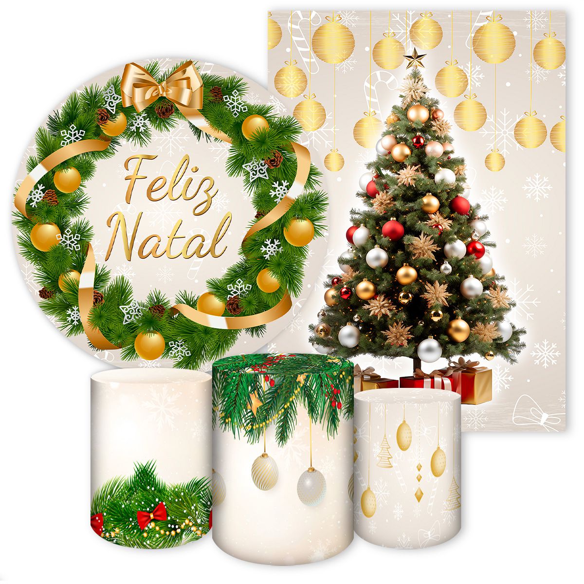 KIT 5 CAPAS NATAL - 7174 - KIT 5 CAPAS 7174 - Painel Festivo