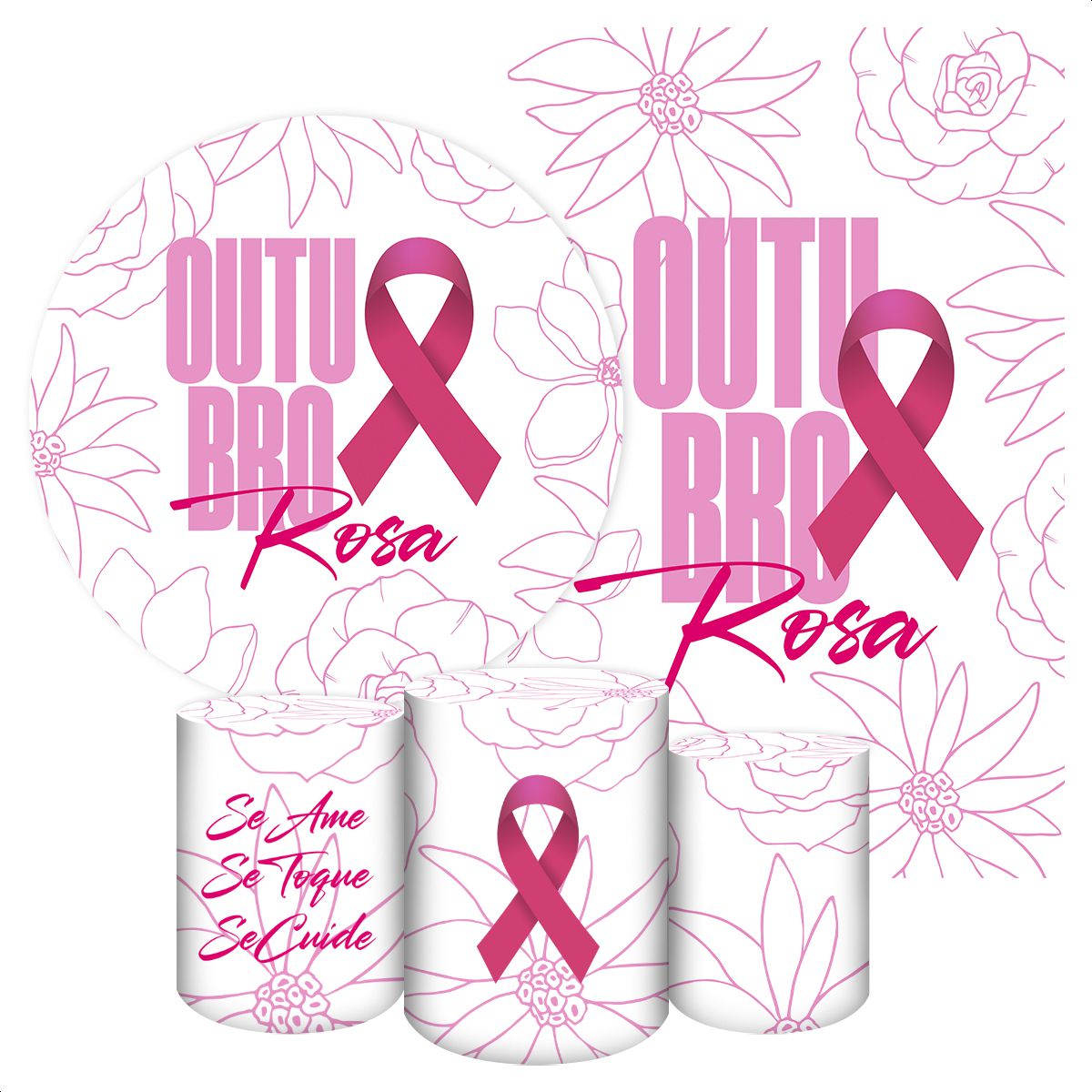 KIT 5 CAPAS OUTUBRO ROSA - 5104 - KIT 5 CAPAS 5104 - Painel Festivo