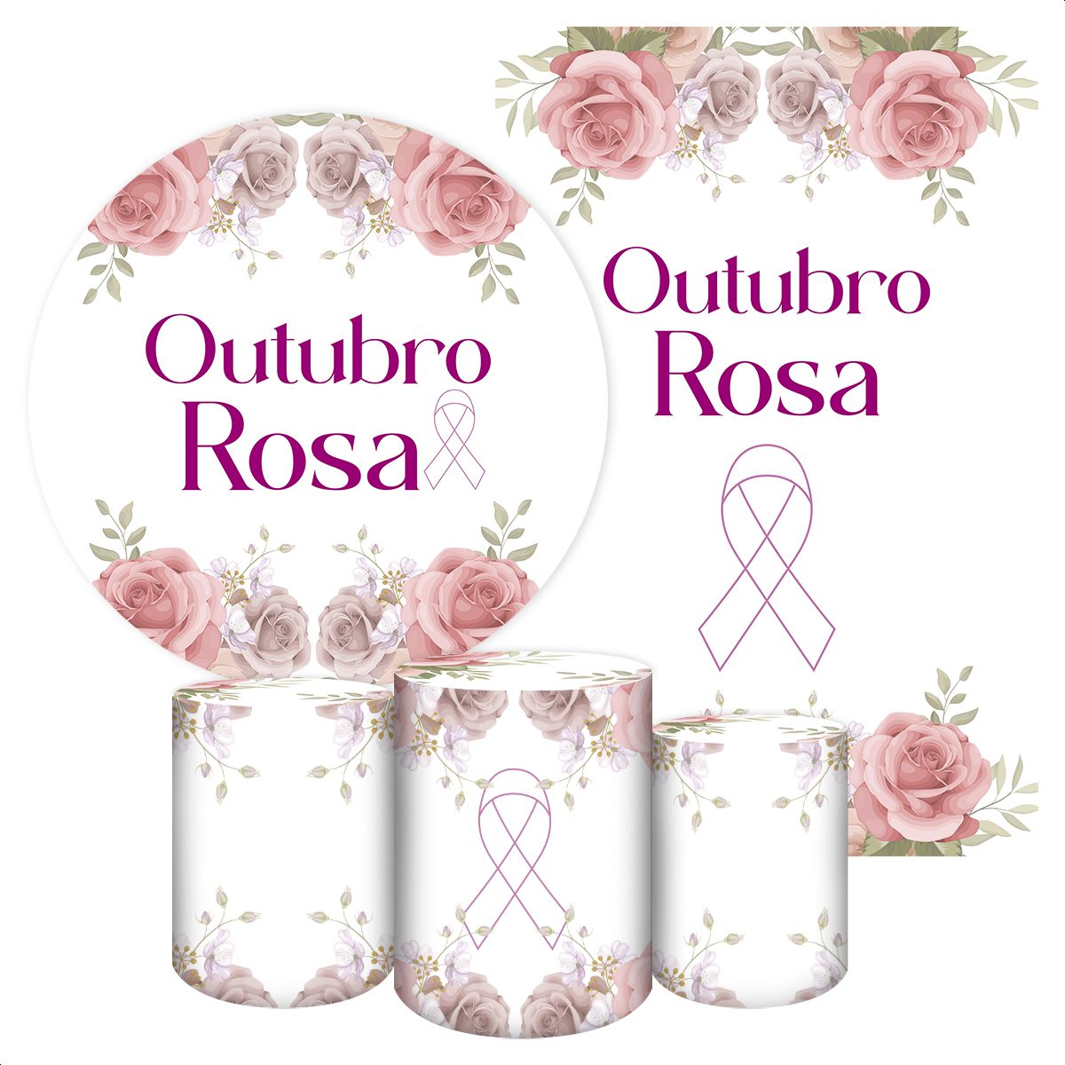 KIT 5 CAPAS OUTUBRO ROSA - 5105 - KIT 5 CAPAS 5105 - Painel Festivo