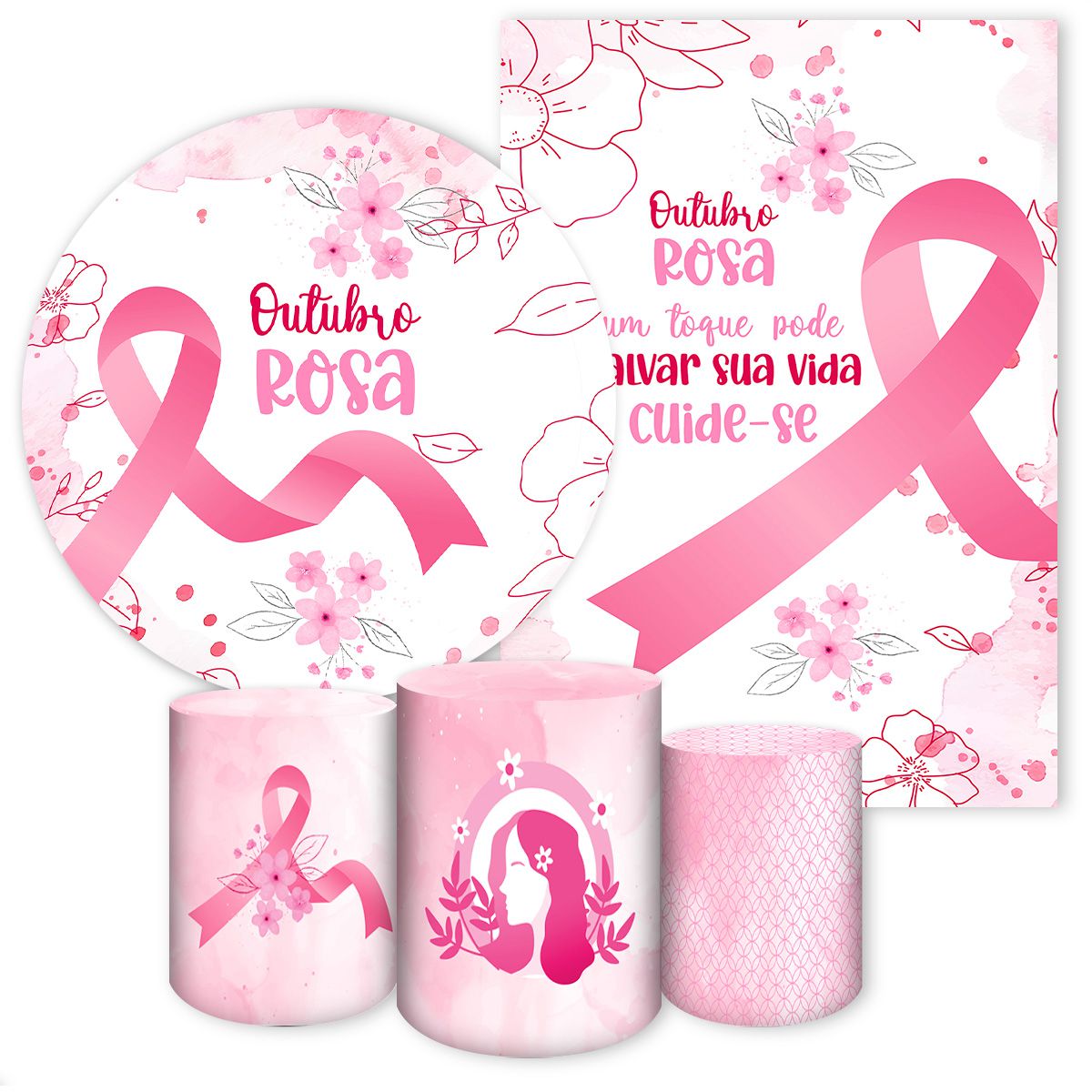 KIT 5 CAPAS OUTUBRO ROSA - 7123 - KIT 5 CAPAS 7123 - Painel Festivo