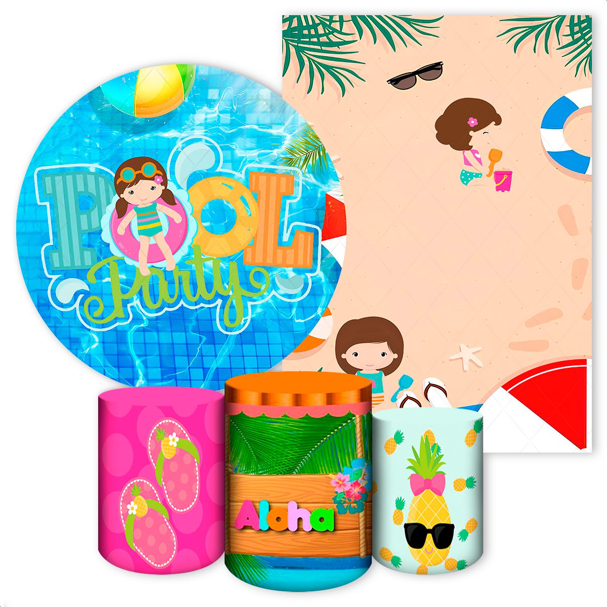 KIT 5 CAPAS POOL PARTY - 6017 - KIT 5 CAPAS 6017 - Painel Festivo