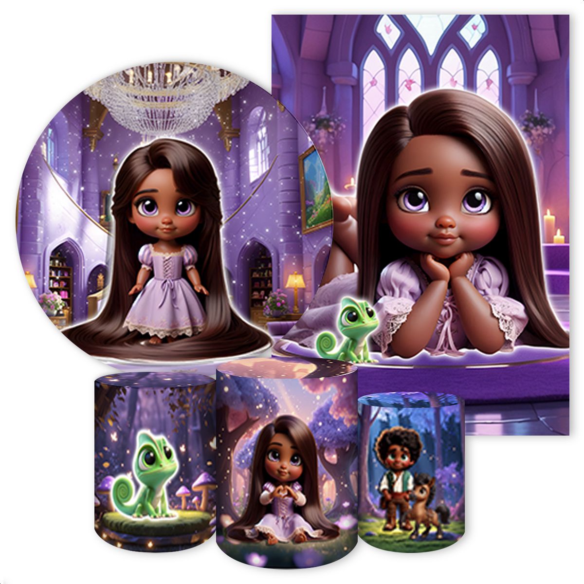 KIT 5 CAPAS RAPUNZEL - 4205 - KIT 5 CAPAS 4205 - Painel Festivo