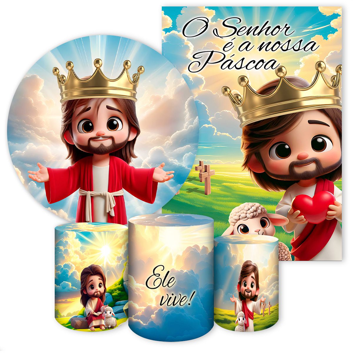 KIT 5 CAPAS RELIGIOSO - 4648 - KIT 5 CAPAS 4648 - Painel Festivo