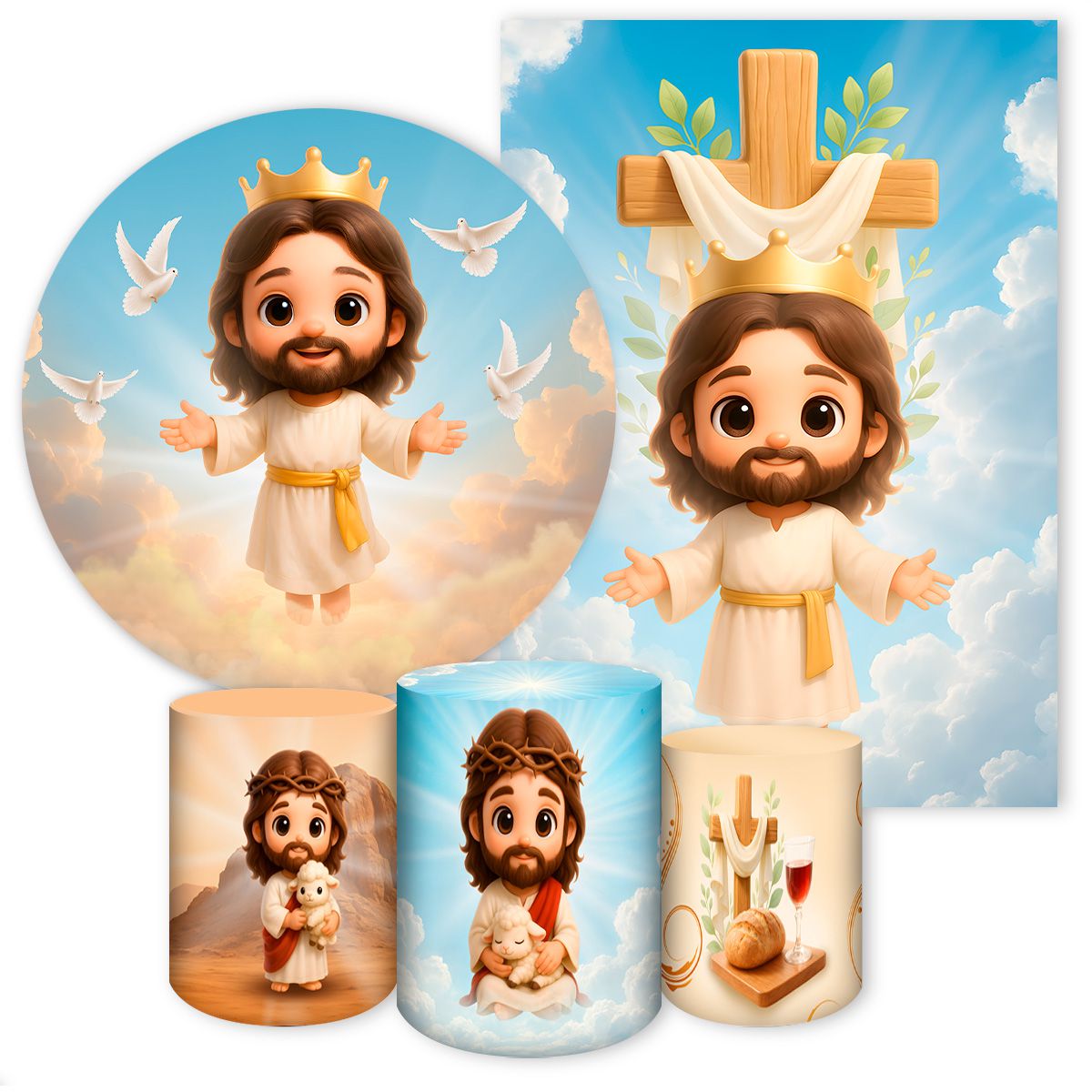 KIT 5 CAPAS RELIGIOSO - 7144 - KIT 5 CAPAS 7144 - Painel Festivo