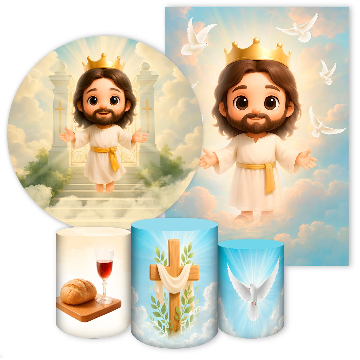 KIT 5 CAPAS RELIGIOSO - 7146 - KIT 5 CAPAS 7146 - Painel Festivo