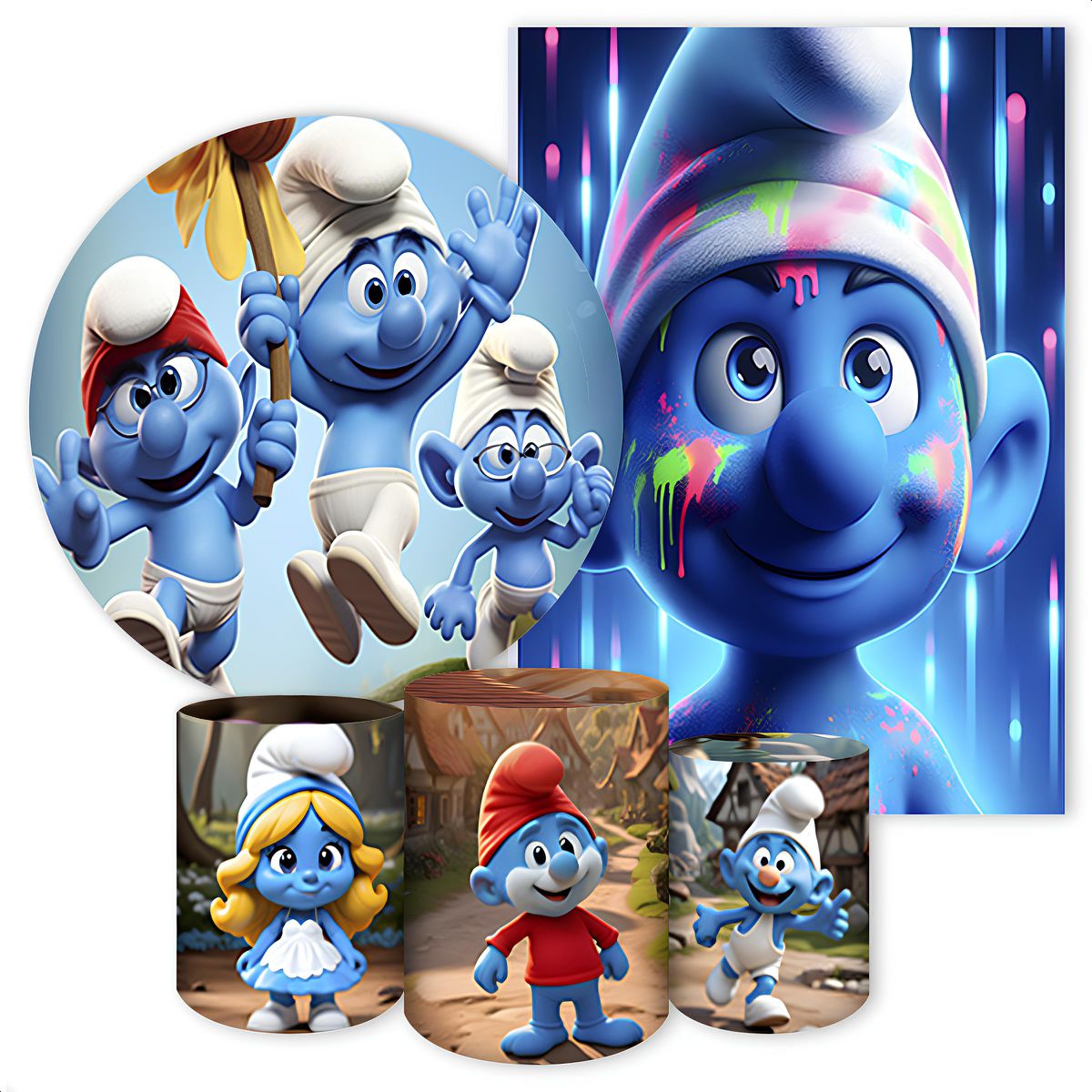 KIT 5 CAPAS SMURFS - 4043 - KIT 5 CAPAS 4043 - Painel Festivo