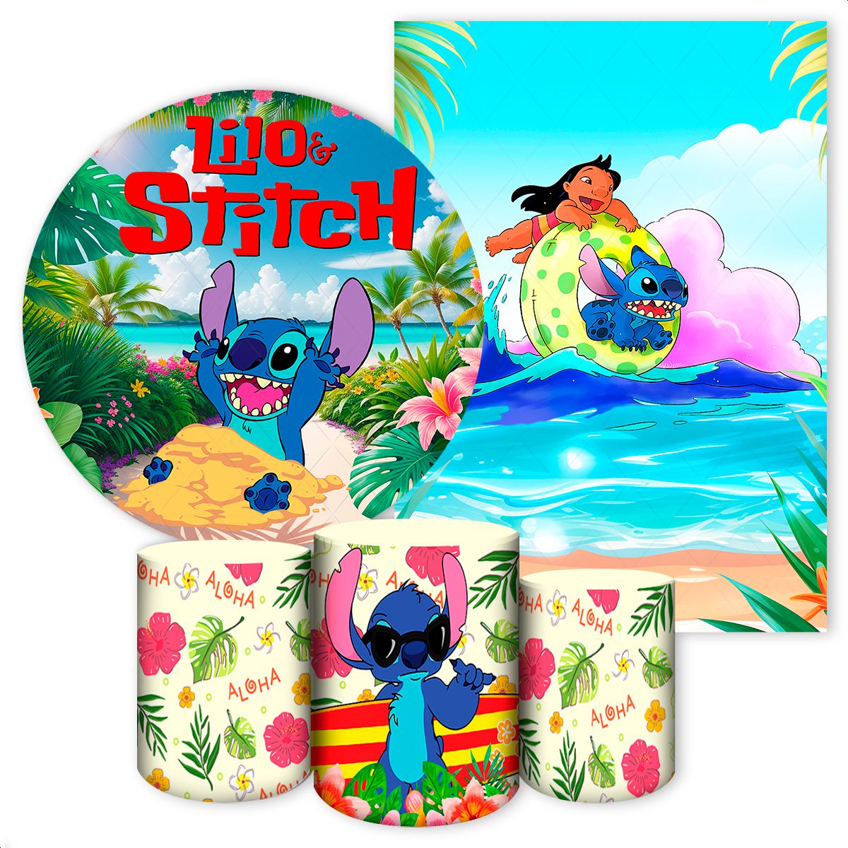 KIT 5 CAPAS LILO & STITCH - 2594 - KIT 5 CAPAS 2594 - Painel Festivo
