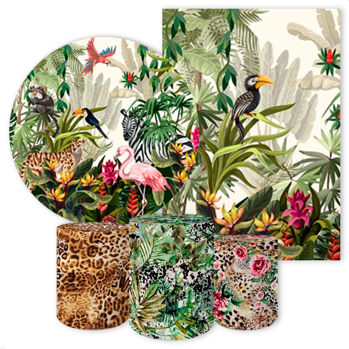 KIT 5 CAPAS TROPICAL & FLAMINGO - 257 - KIT 5 CAPAS 257 - Painel Festivo