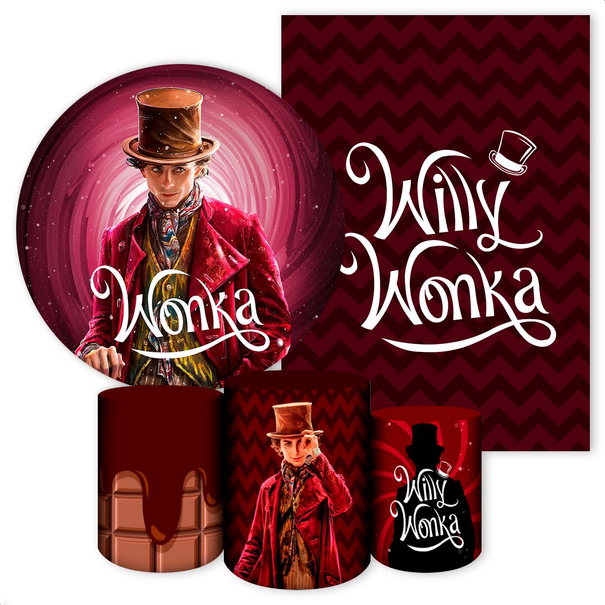 KIT 5 CAPAS WILLY WONKA - 2116 - KIT 5 CAPAS 2116 - Painel Festivo