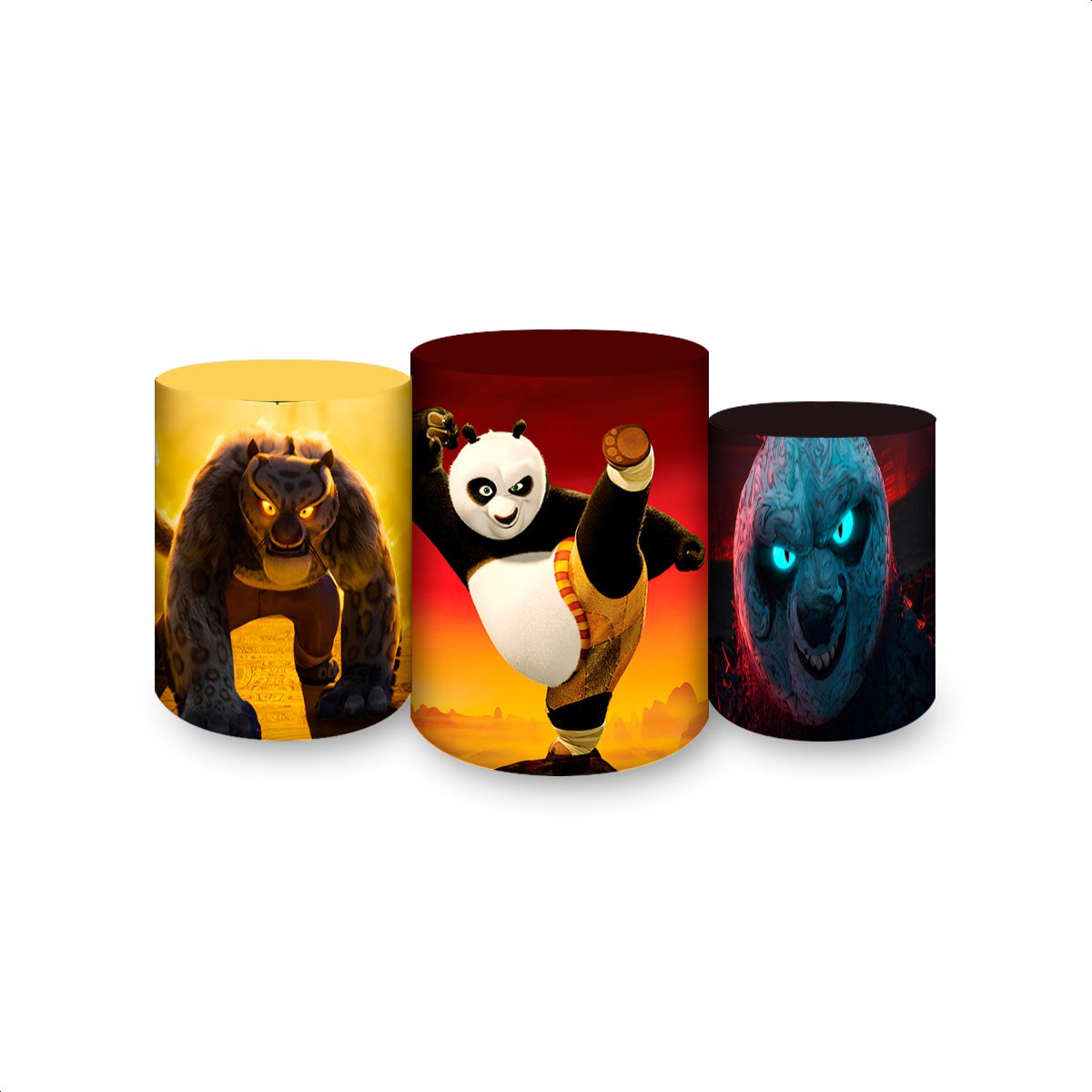 Trio Capas Cilindros Sublimados Tema Kung Fu Panda... - Painel Festivo