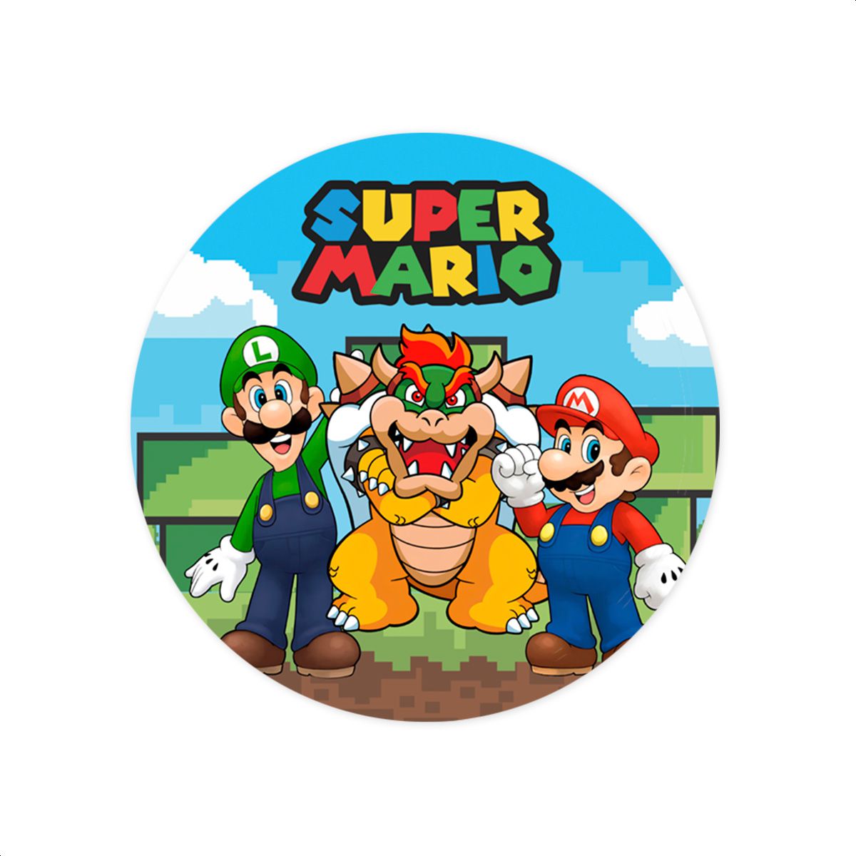 Capa Painel Redondo Sublimados Tema Super Mario 40... - Painel Festivo