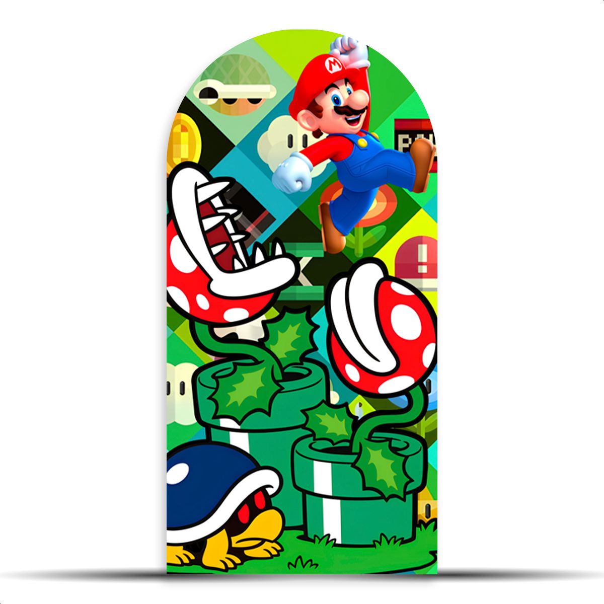 Capa Painel Romano Sublimado Tema Super Mario 4016... - Painel Festivo