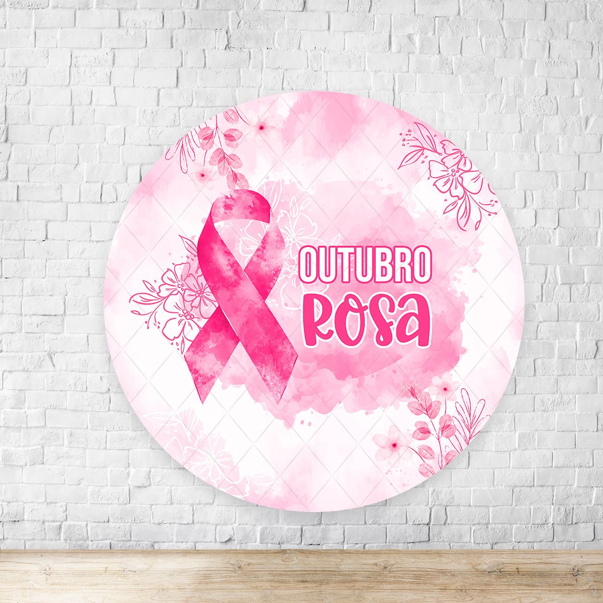 Painel Redondo Tema Outubro Rosa 7125 - Painel Redondo Tema Outubro Rosa 7125 - Painel Festivo