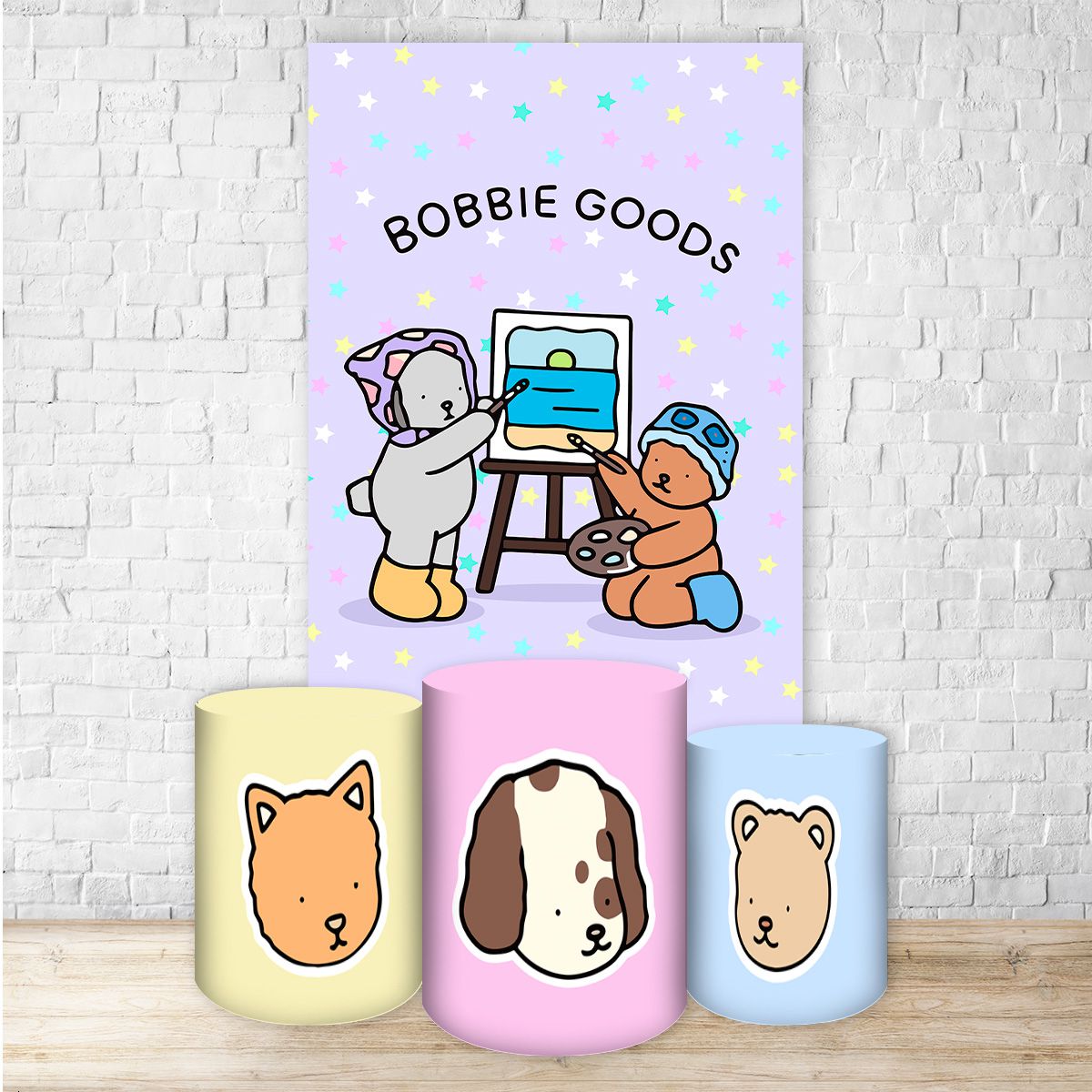 Retangular + Cilindros Tema Bobbie Goods 7090 - Retangular + Cilindros Tema Bobbie Goods 7090 - Painel Festivo