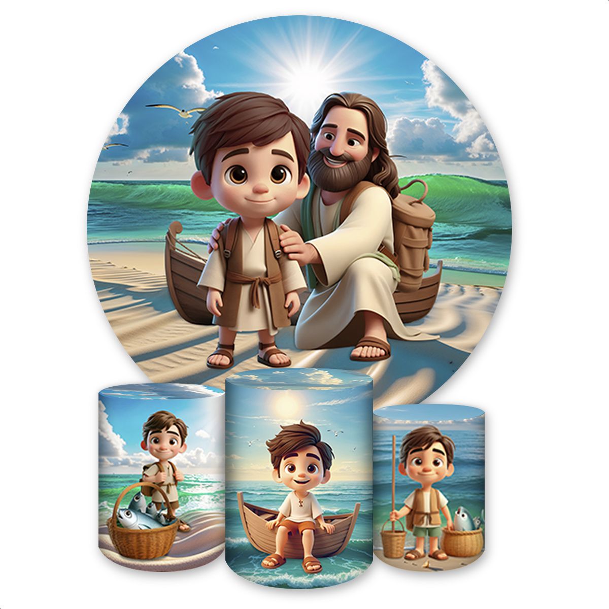 Kit 4 peças Tema Religioso 37 - Kit 4 peças Tema Religioso 37 - Painel Festivo