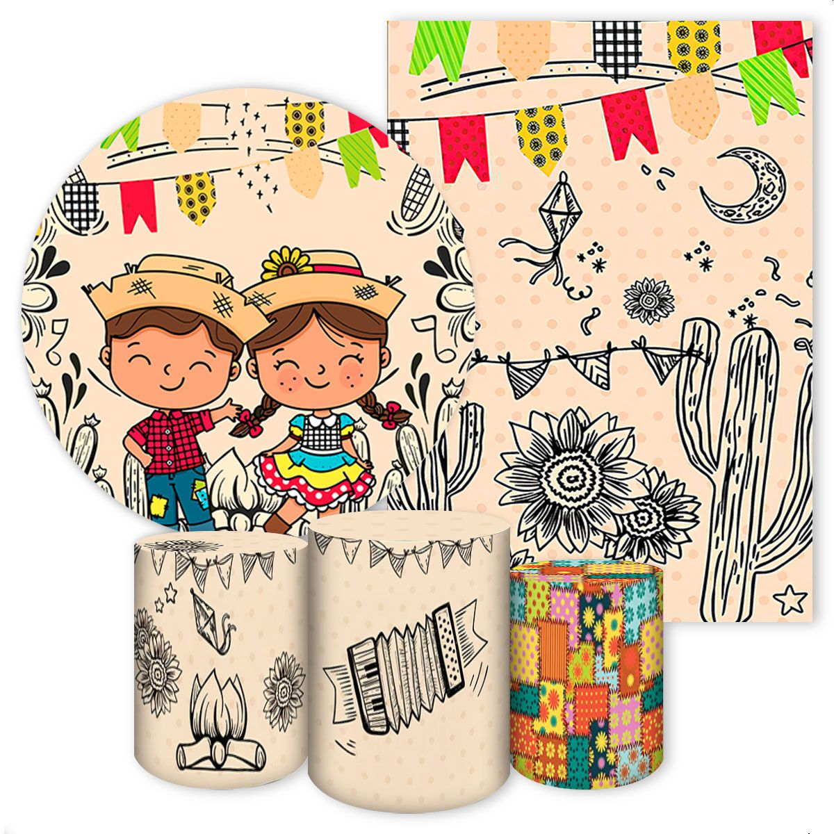 Kit 5 Peças Capa Redonda ... - Painel Festivo