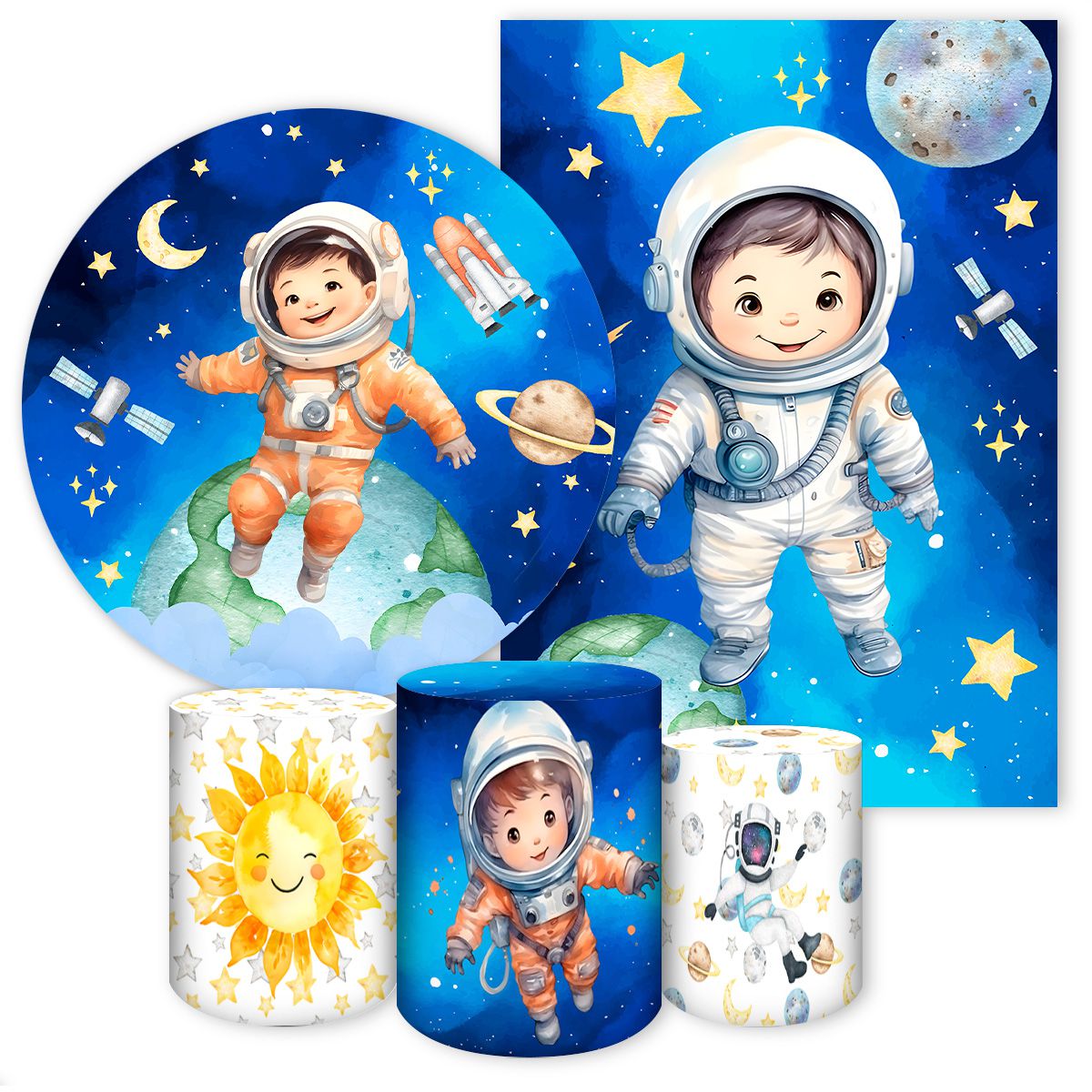 Kit 5 Peças Tema Astronauta 7135 - Kit 5 Peças 7135 - Painel Festivo