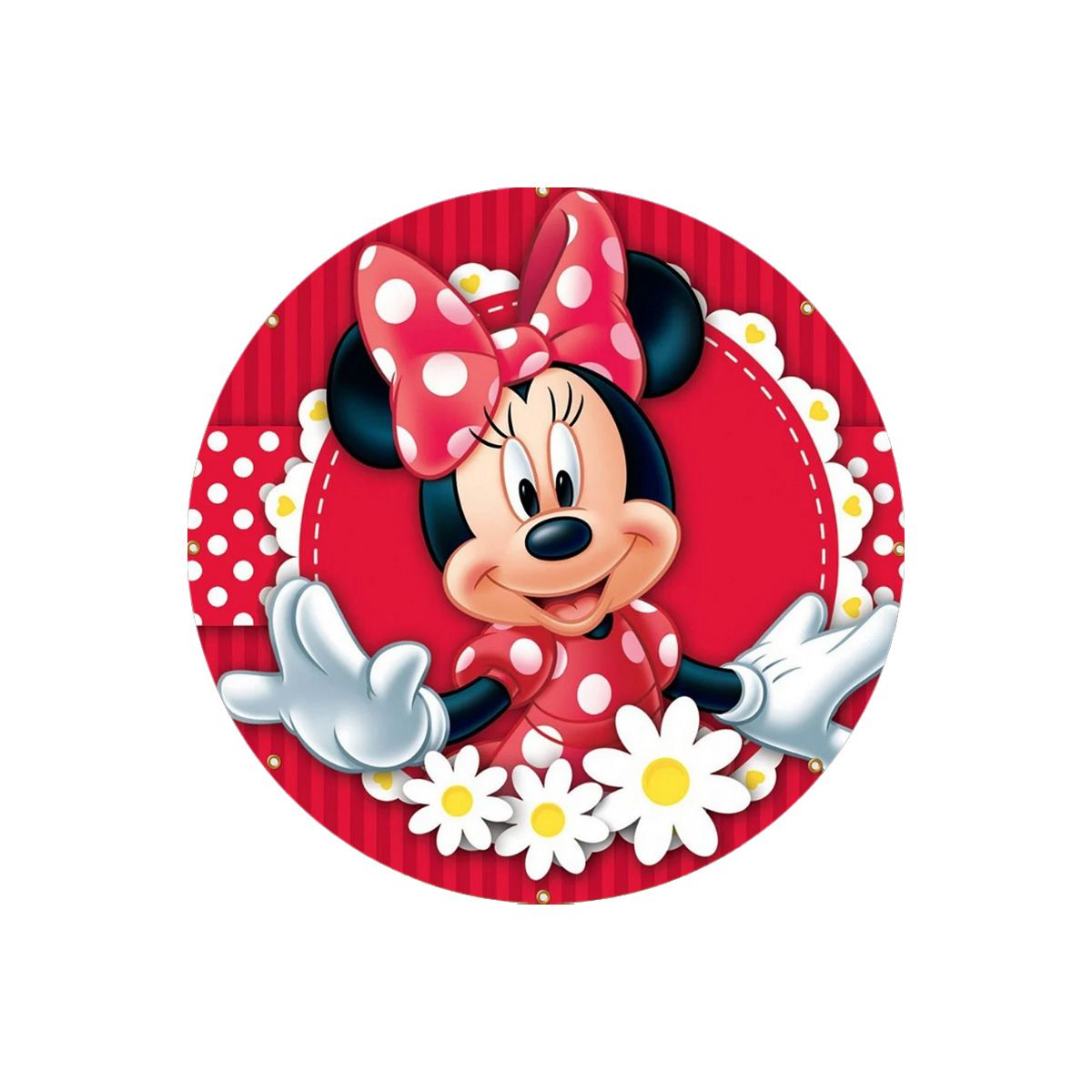Capa Painel Redondo Sublimados Tema Minnie Mouse 1... - Painel Festivo