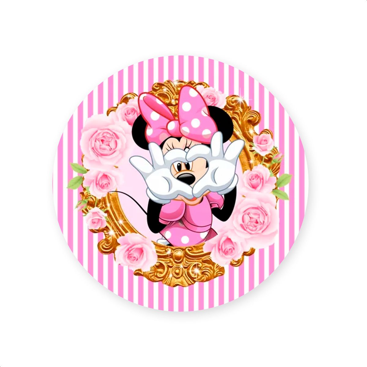 Capa Painel Redondo Sublimados Tema Minnie Mouse 1... - Painel Festivo