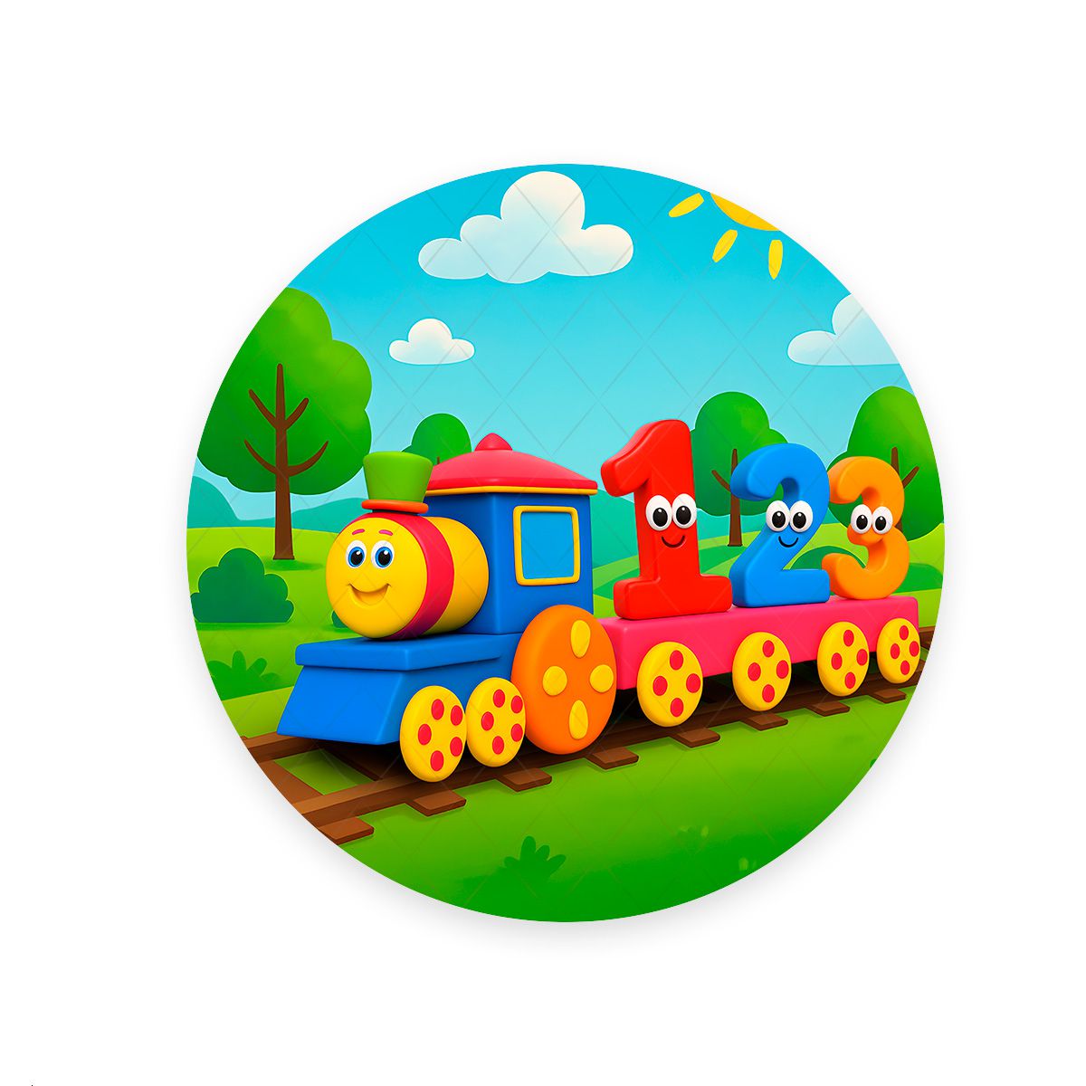 Painel Redondo Tema Bob o Trem 7078 - Redondo 7078 - Painel Festivo