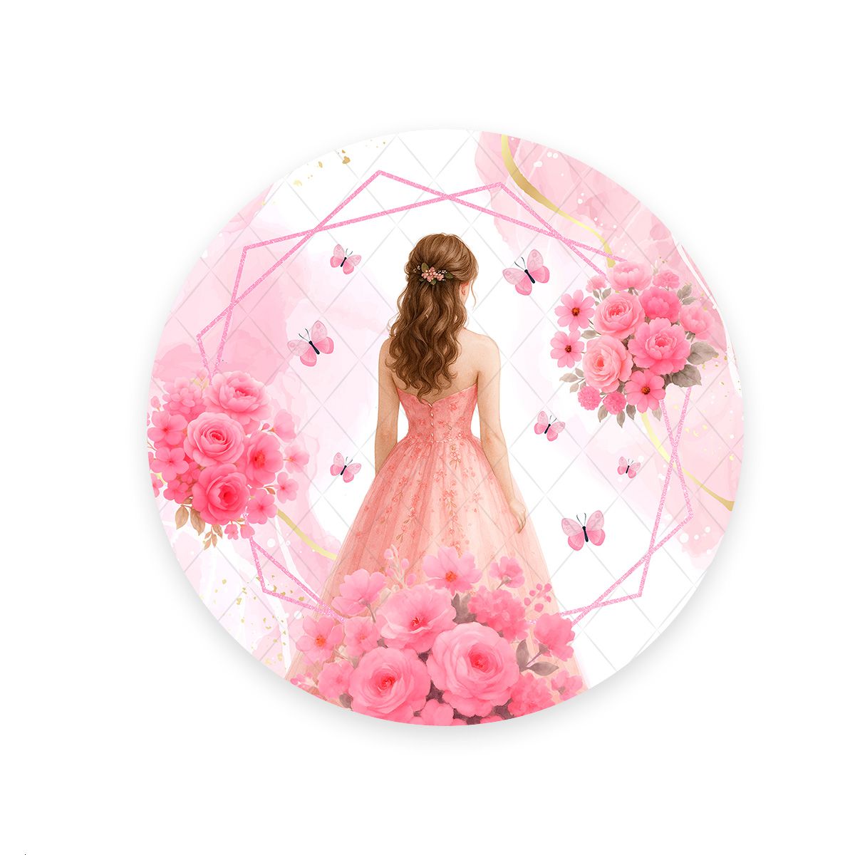 Painel Redondo Tema 15 Anos 7154 - Painel Redondo 7154 - Painel Festivo